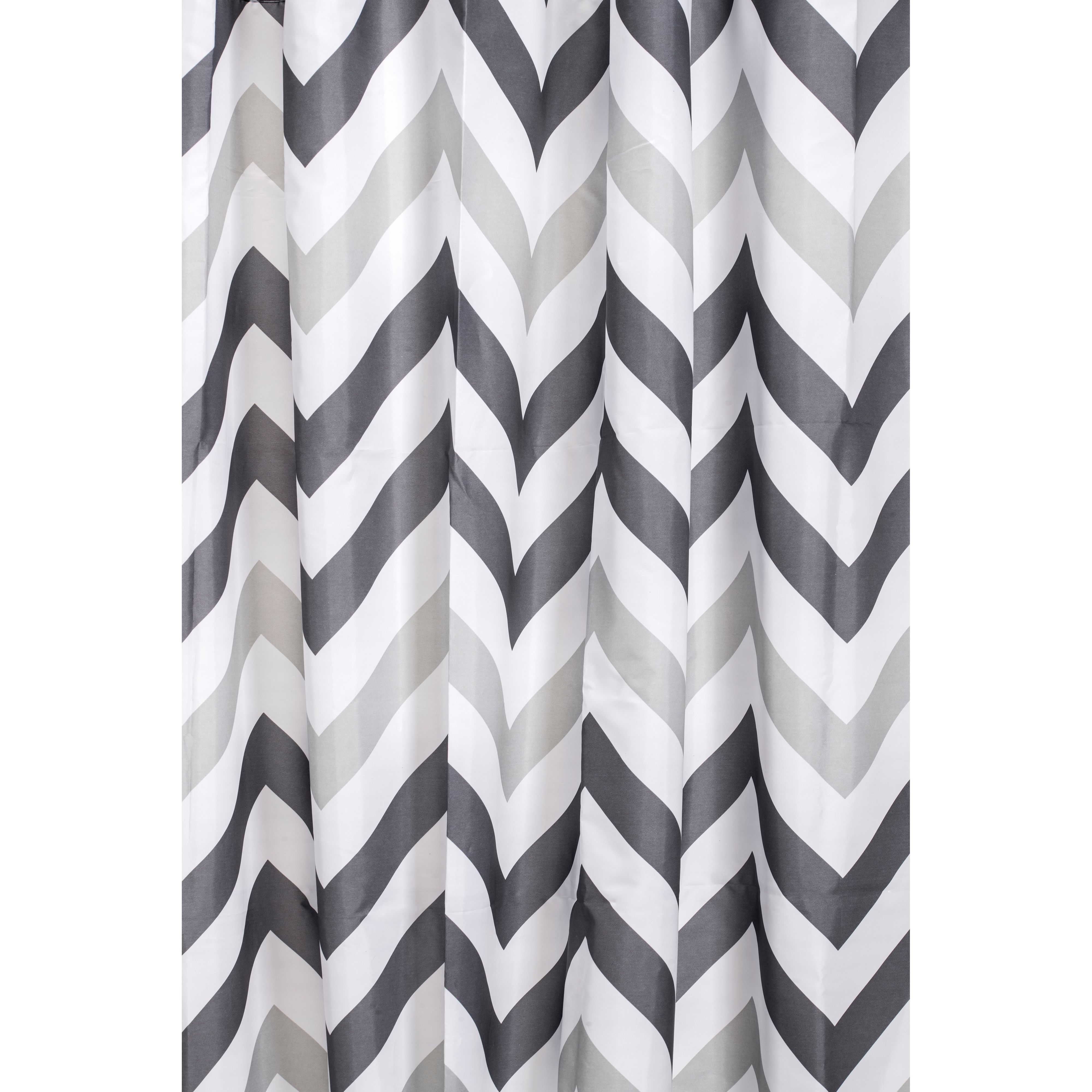 Image of Croydex Textile Shower Curtain - Grey Chevron