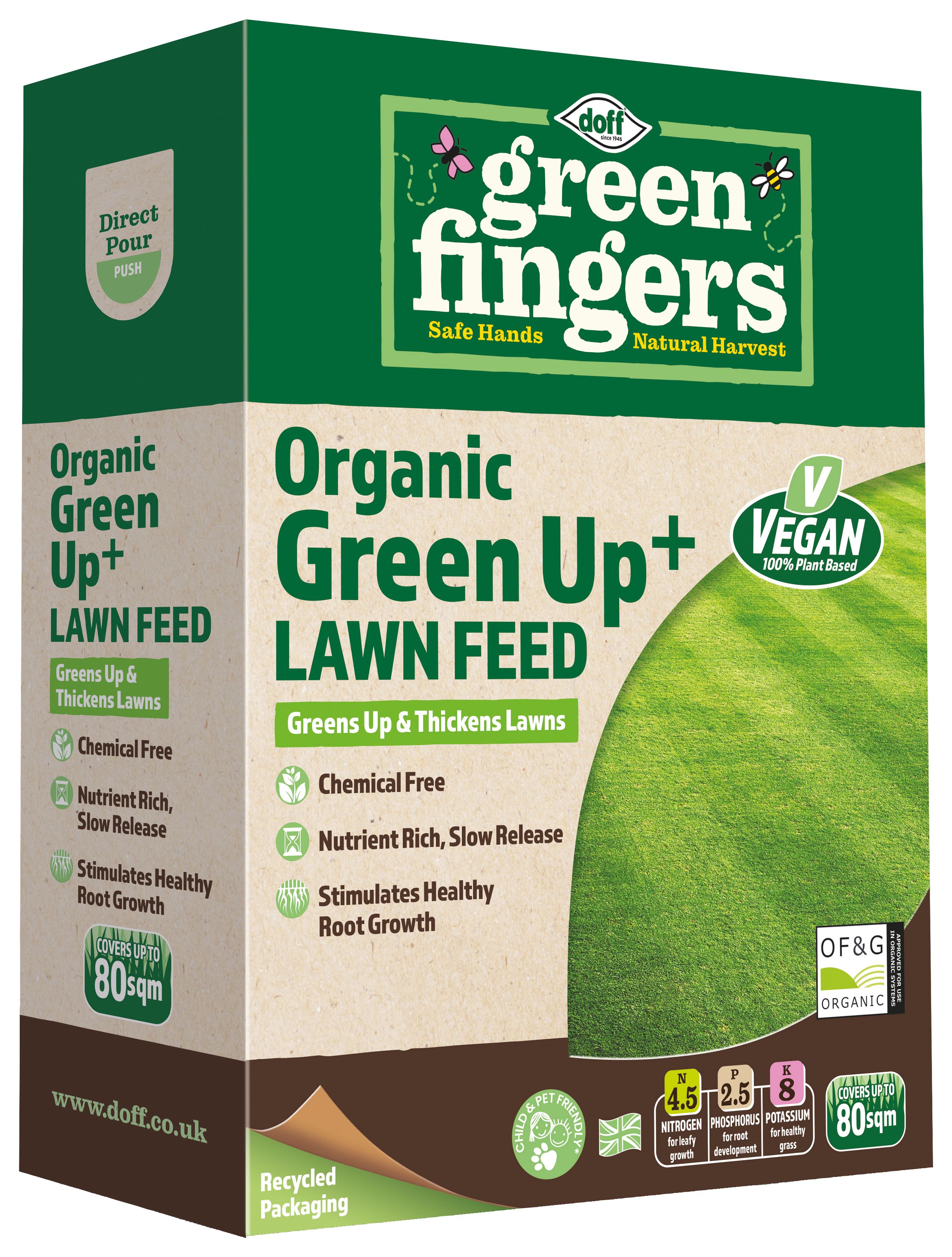 Image of Doff Green Fingers Organic Granular Lawn Feed - 2kg