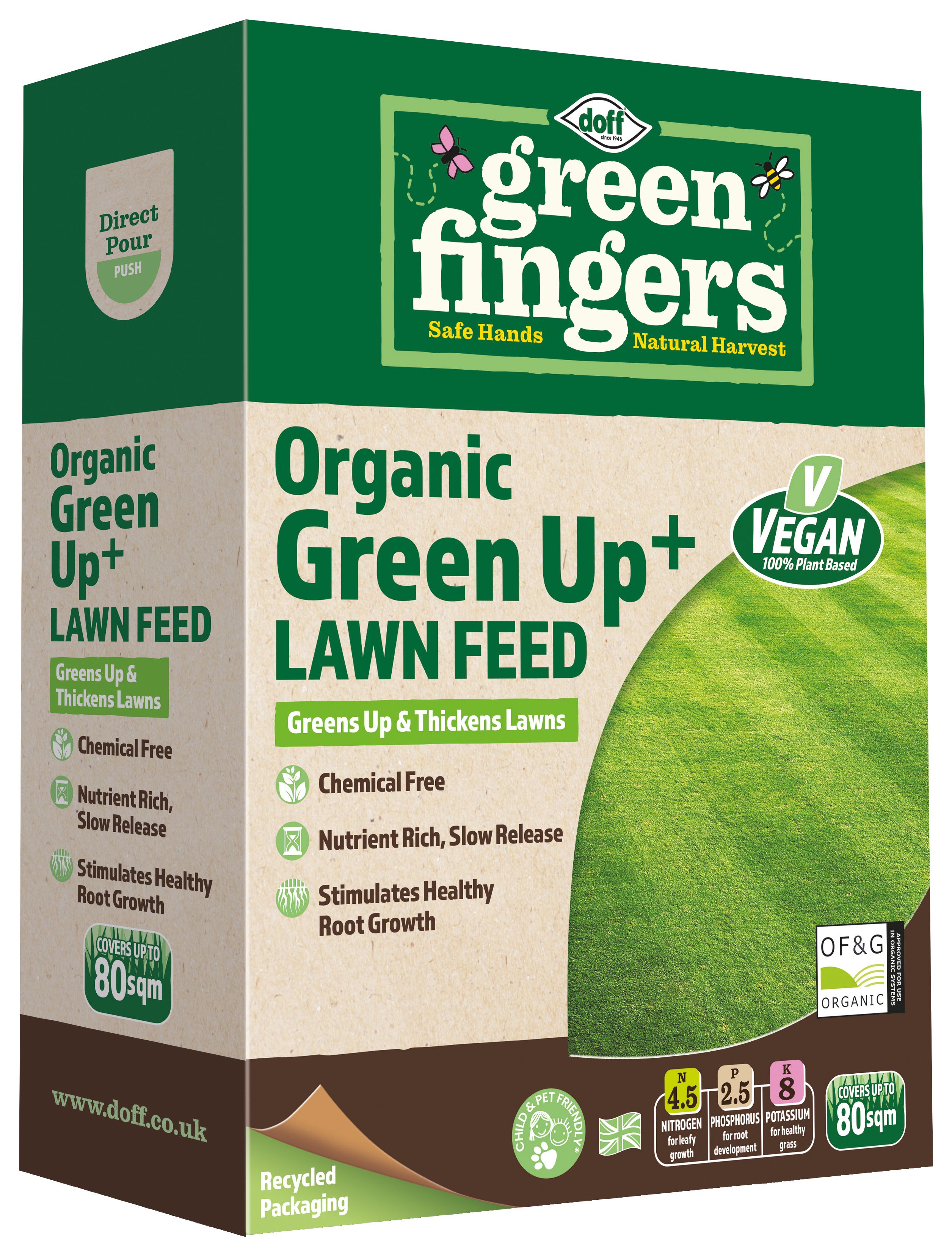 Doff Green Fingers Organic Granular Lawn Feed - 2kg