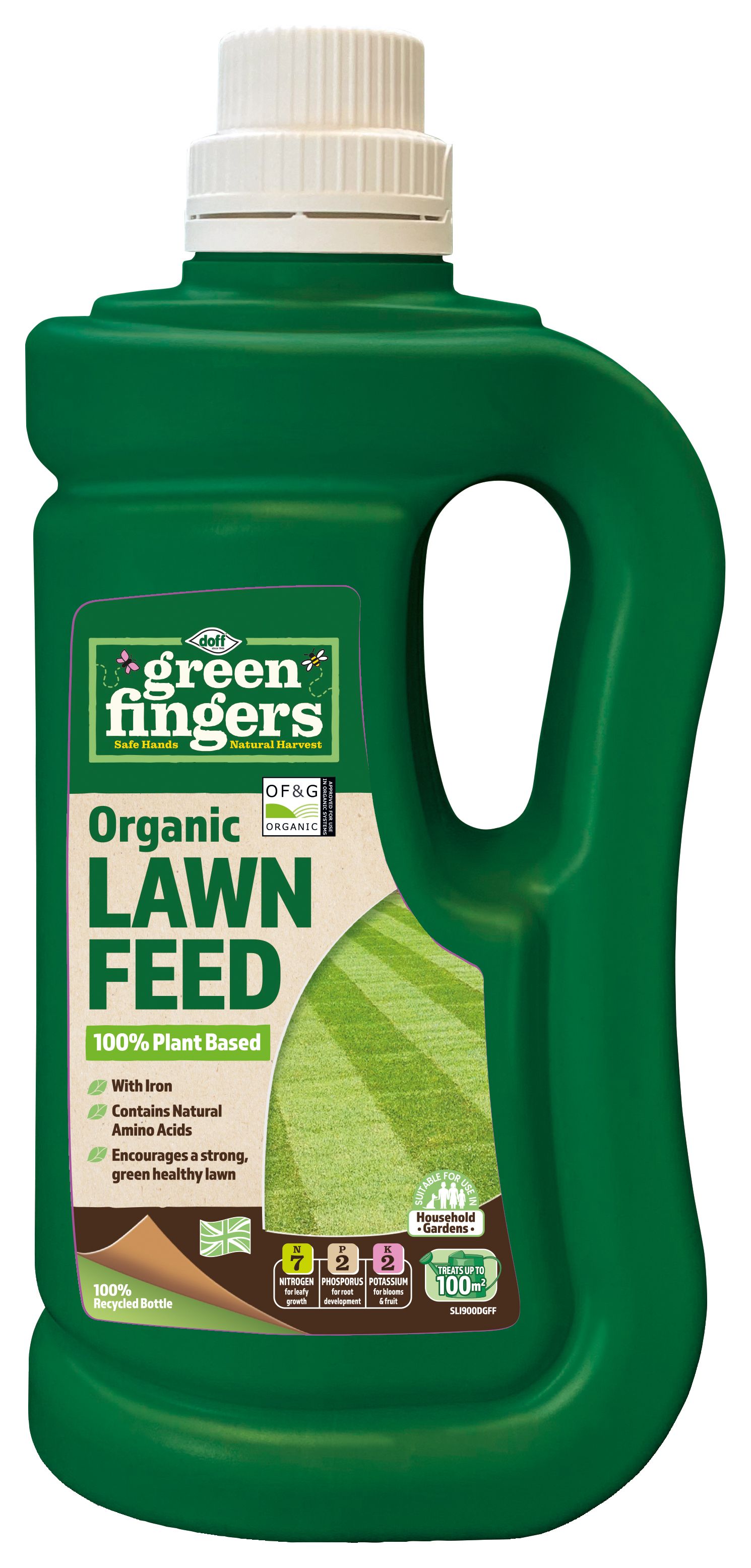 Image of Doff Green Fingers Organic Liquid Lawn Feed - 900ml