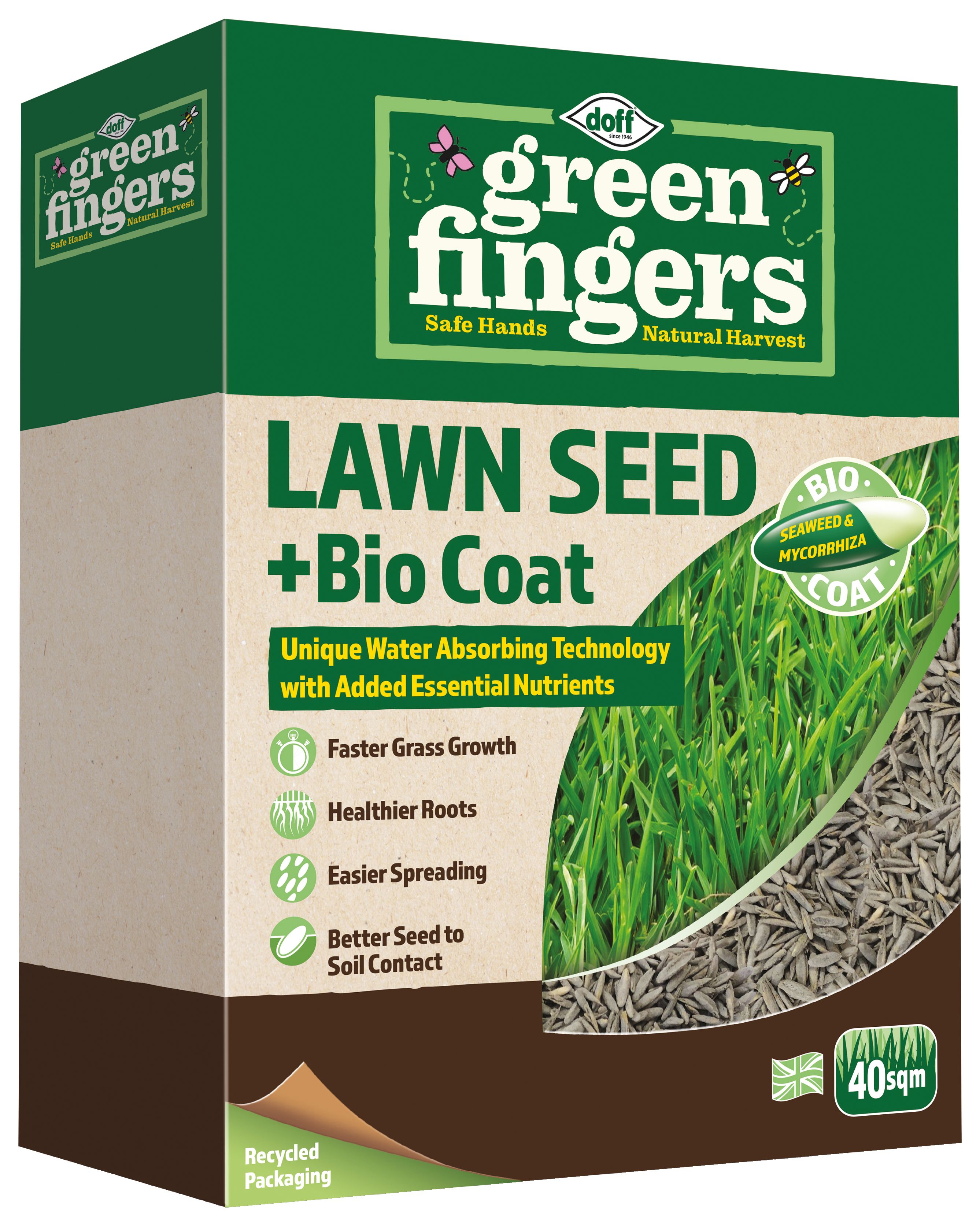 Image of Doff Green Fingers Bio Coat Multi Purpose Lawn Seed - 40sqm 1kg