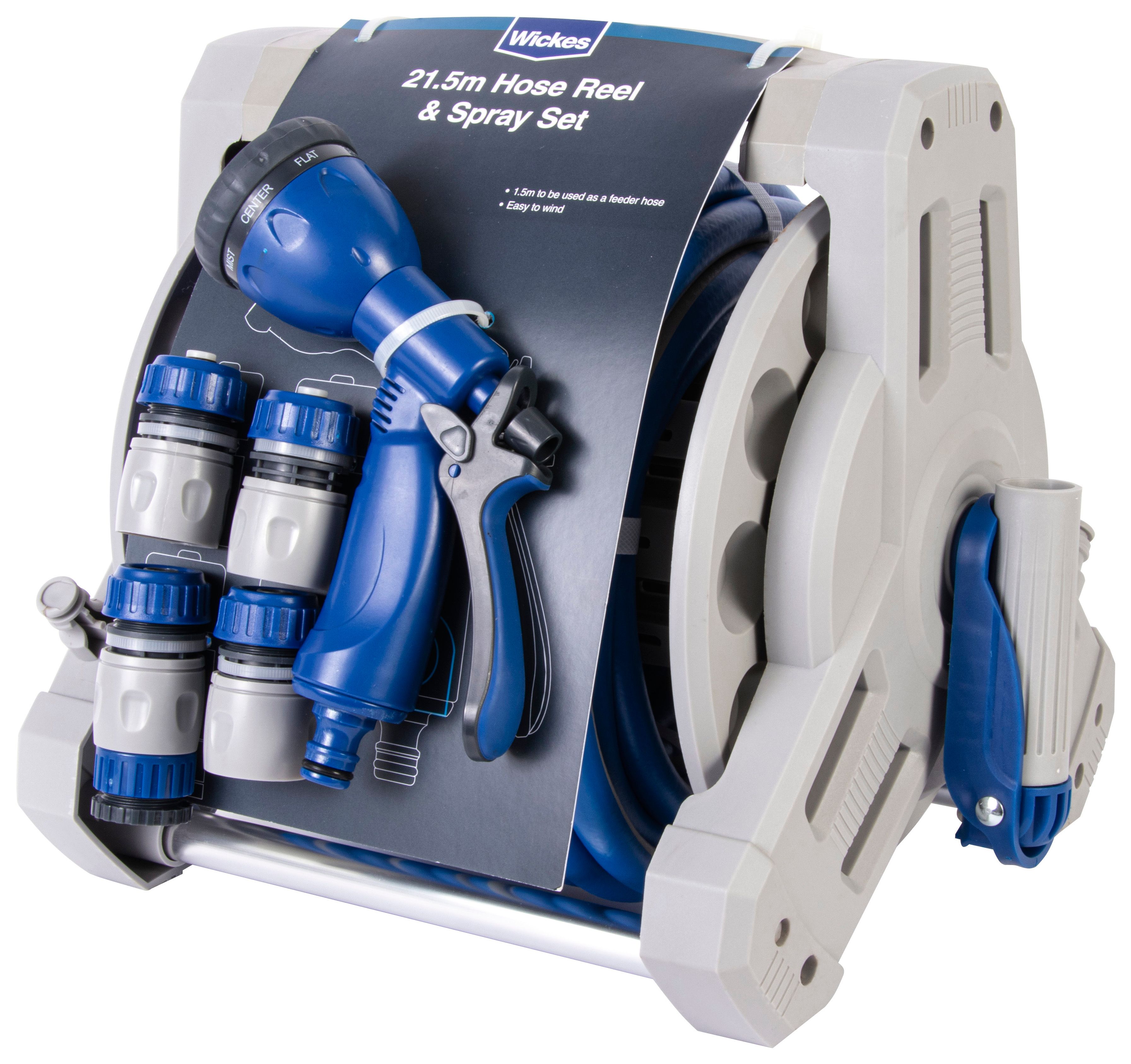 Image of Wickes 21.5m Hose Reel & Spray Gun Set