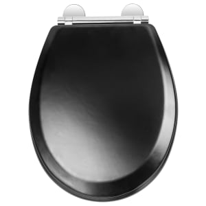 Croydex Lene Round Flexi-Fix Wooden Soft Close Toilet Seat - Black
