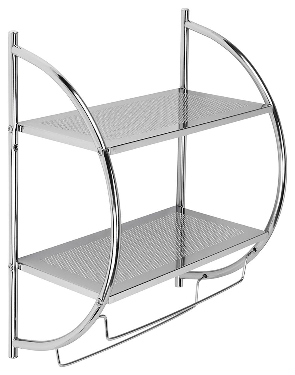 2-Tier Wall Mount Shower Organizer Storage Towel Rack in Chrome