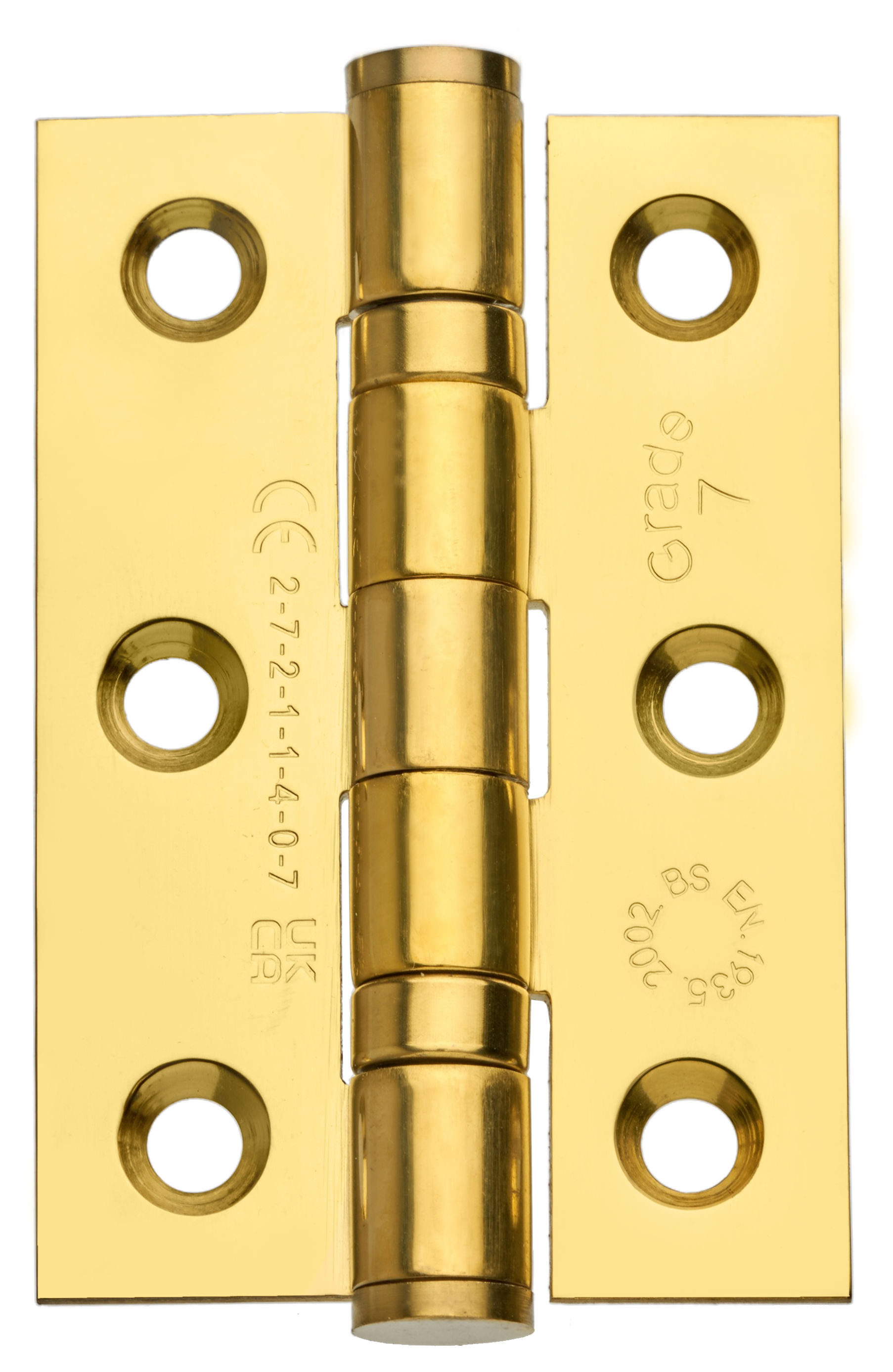 Wickes Polished Brass Grade 7 Fire Rated Ball Bearing Hinge - 76mm - Pack of 3