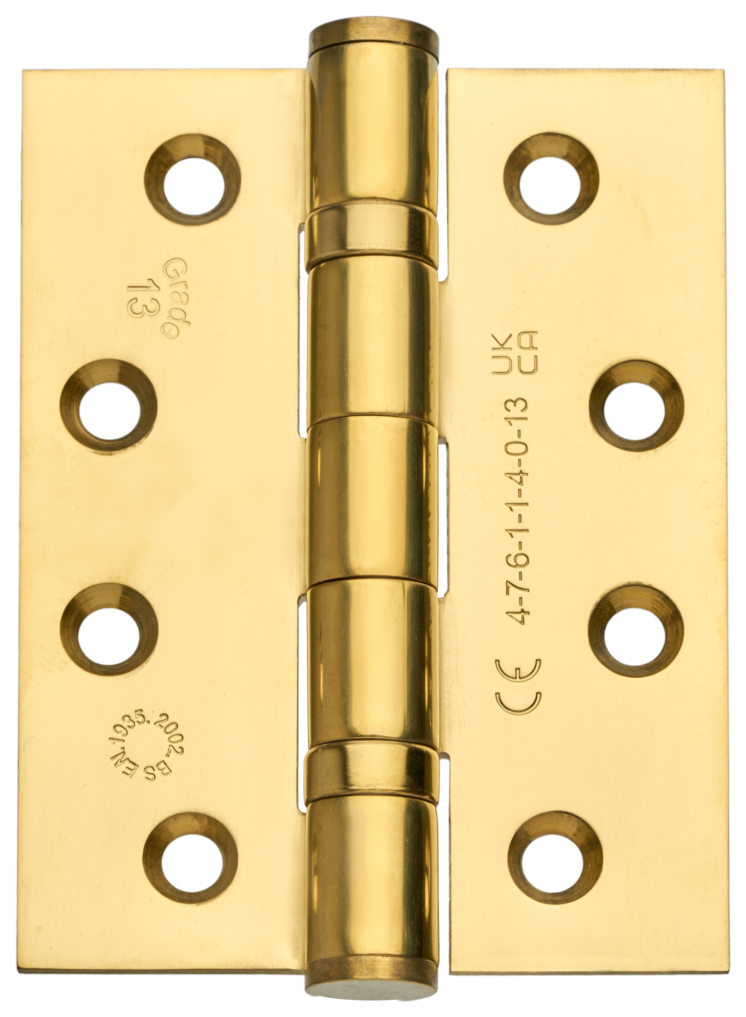 Grade 13 Fire Rated Ball Bearing Hinge Polished Brass Stainless Steel 102mm - Pack of 3