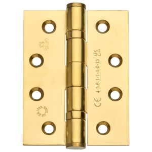 Grade 13 Fire Rated Ball Bearing Hinge Polished Brass Stainless Steel 102mm - Pack of 3