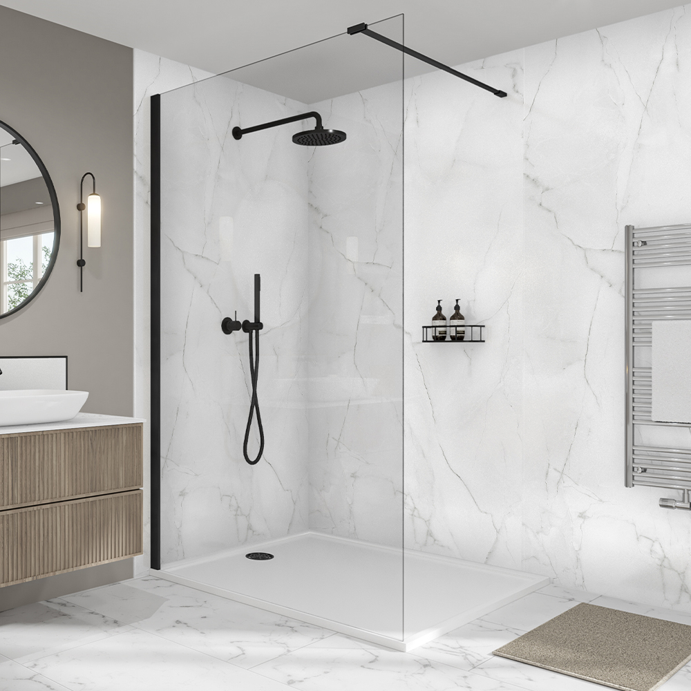 Mermaid Elite Athena Marble Tongue & Groove Single Shower Panel - 2420 x 1200mm