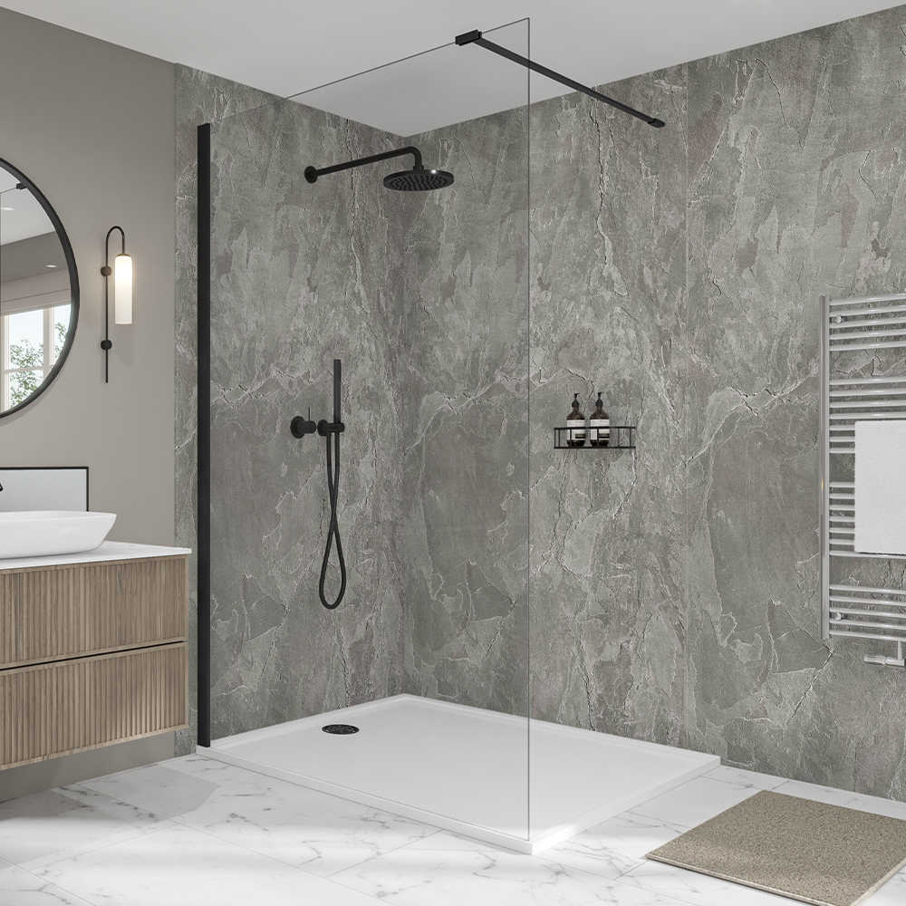 Image of Mermaid Elite Scafell Slate Post Form Single Shower Panel 2420 x 1200mm