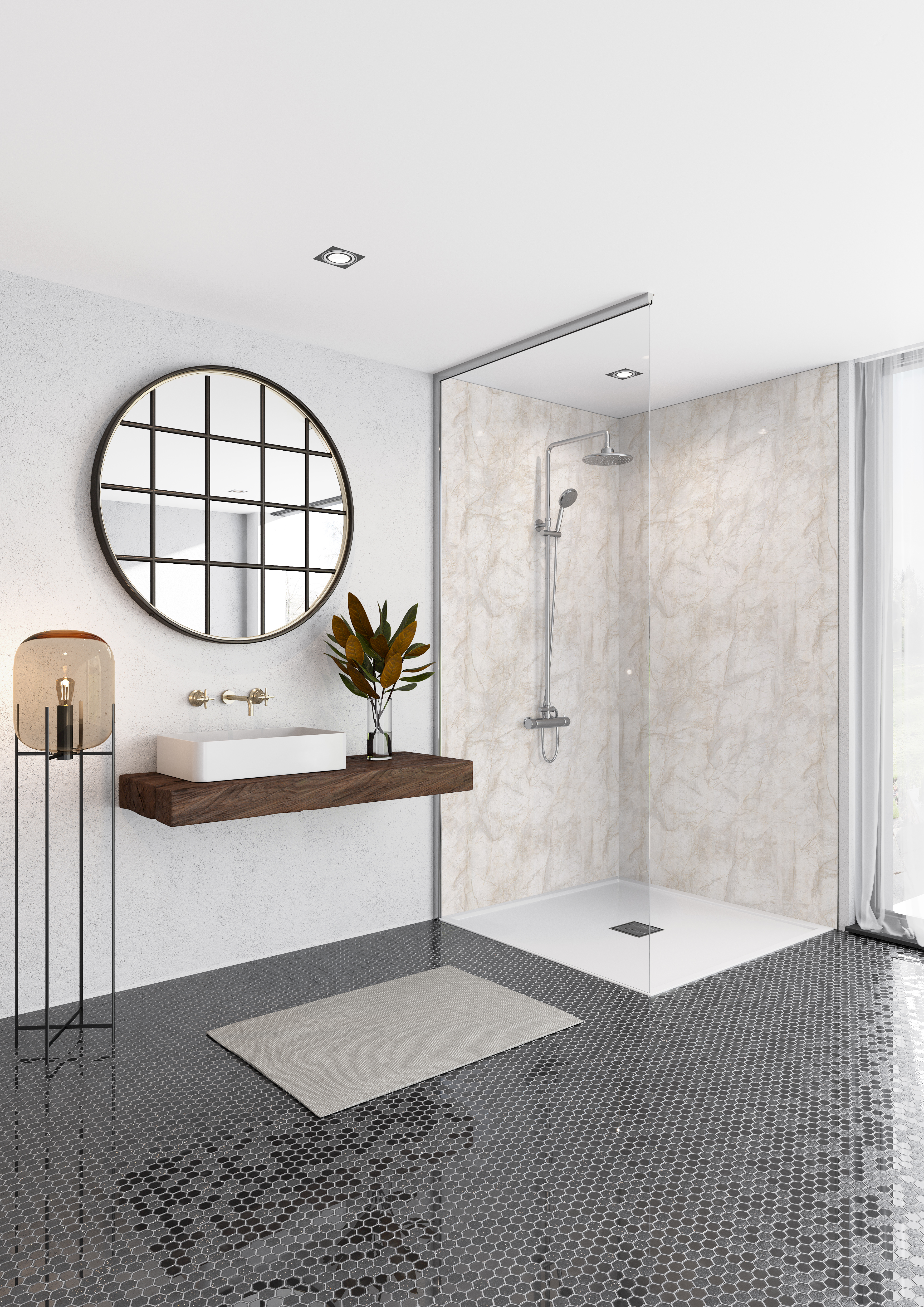 Mermaid Elite Himalayan Marble Post Formed Finished Edge Single Shower Panel - 2420 x 1200mm