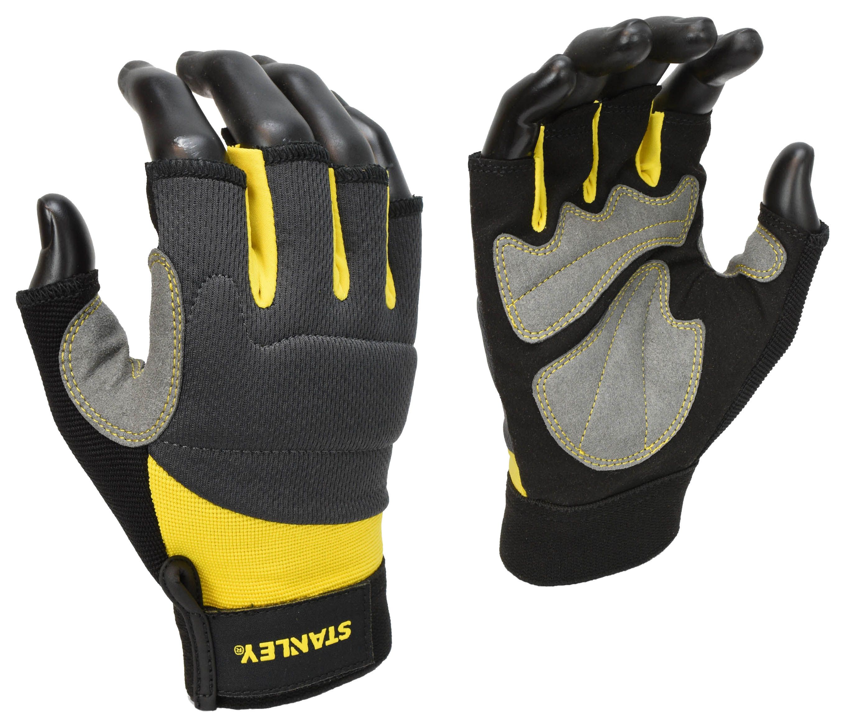 Image of Stanley SY640L Fingerless Performance Yellow & Black Glove - Size L