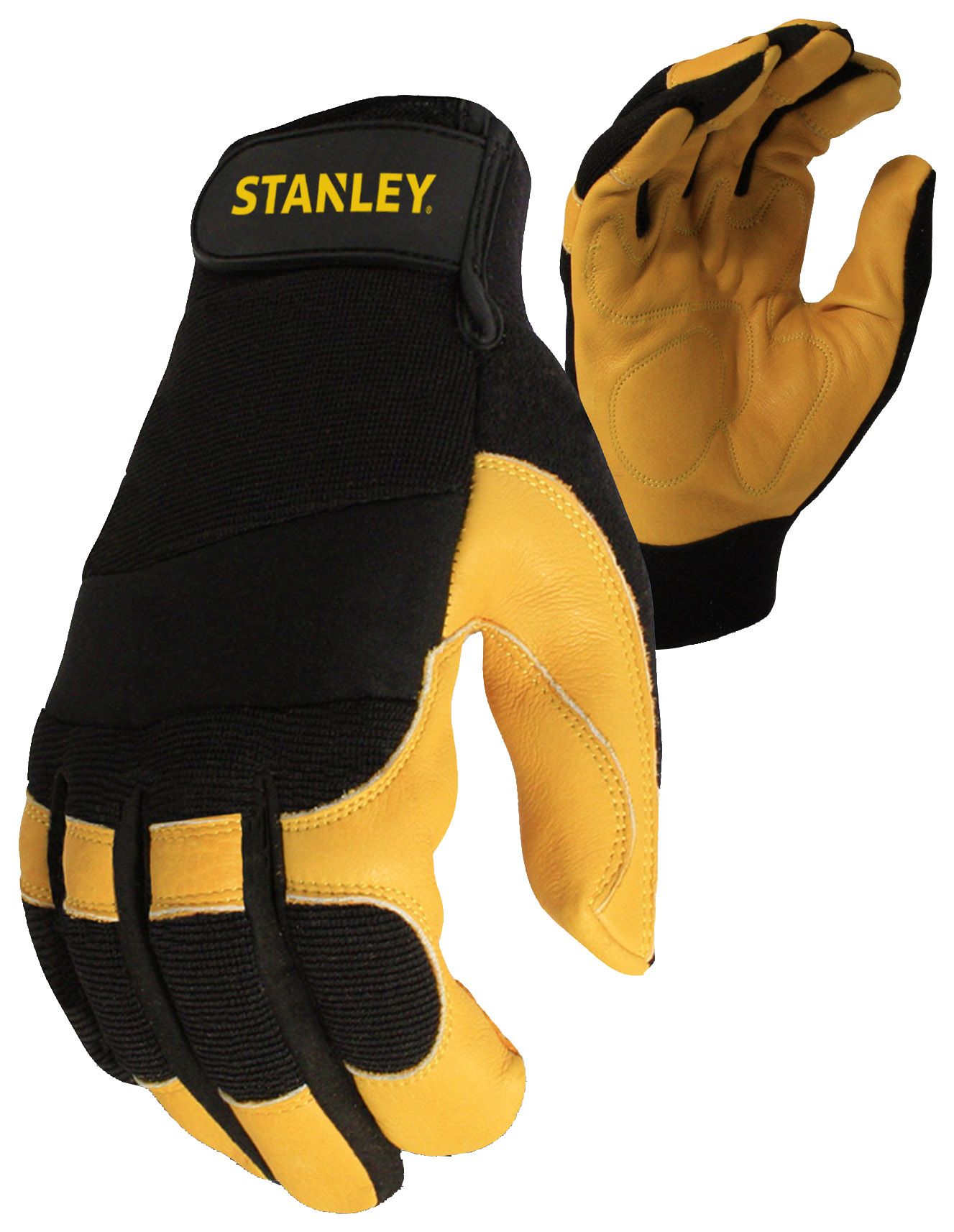 Image of Stanley SY750L Leather Performance & Driving Grey & Yellow Glove - Size L