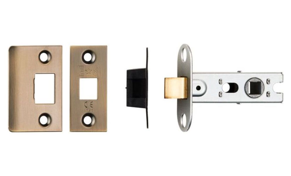 Image of Eurospec 64mm CE Bolt Through Square Tubular Mortice Latch - Antique Brass