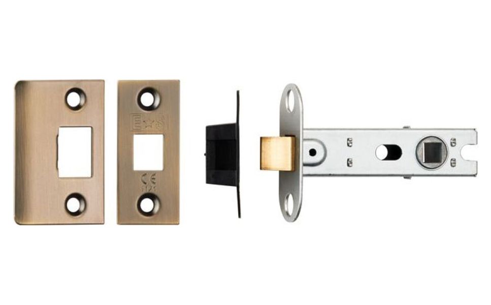 Image of Eurospec 76mm CE Bolt Through Square Tubular Mortice Latch - Antique Brass