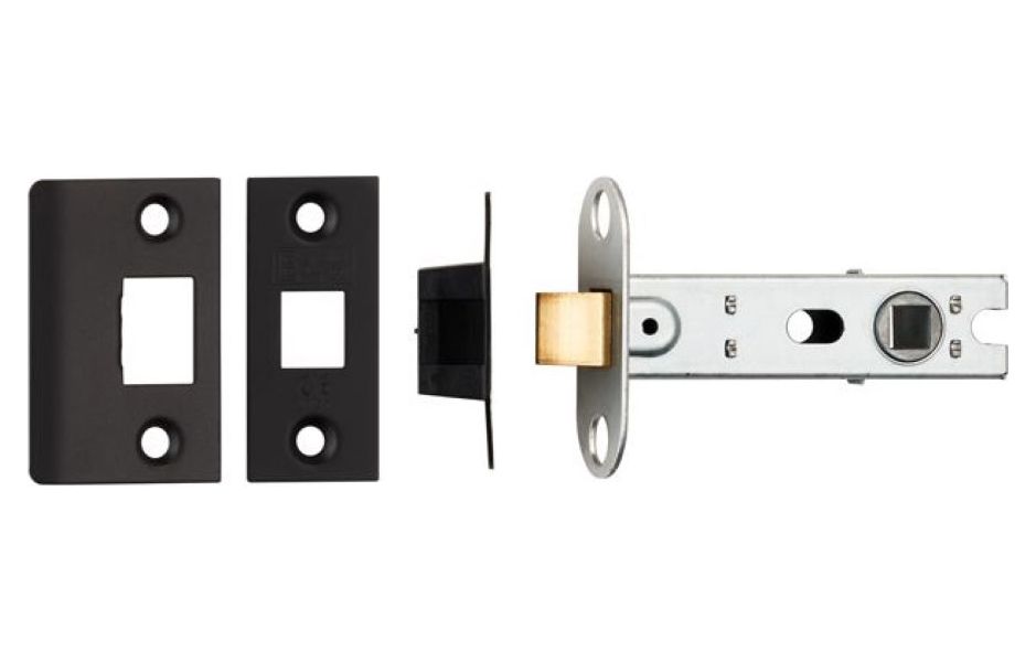 Carlisle Matt Black Bolt Through Square Tubular Mortice Latch - 76mm