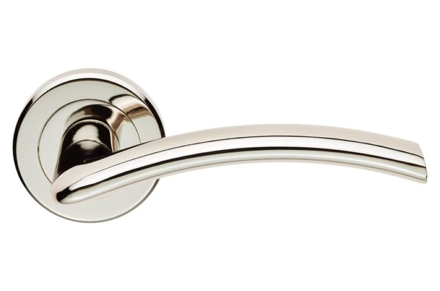 Image of Serozzetta Trenta Polished Nickel Round Rose Door Handle - 1 Pair