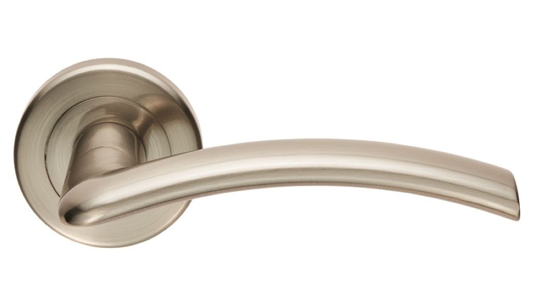 Serozzetta Trenta Satin Nickel Round Rose Door Handle - 1 Pair