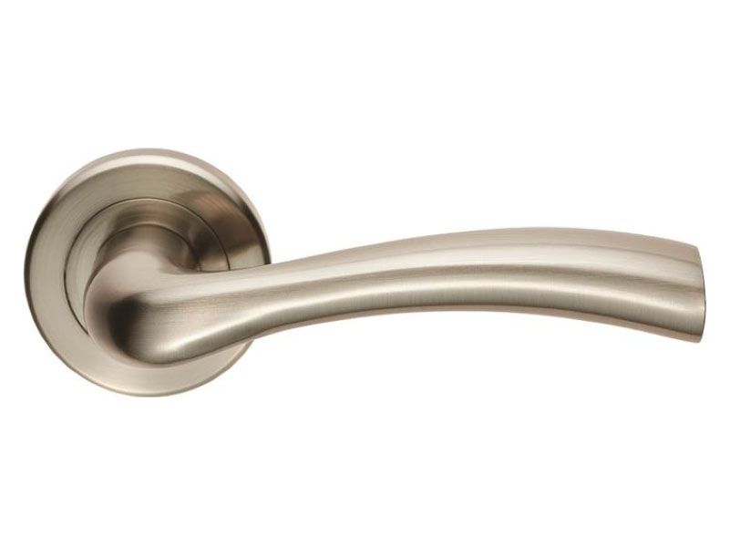 Serozzetta Cinquanta Satin Nickel Round Rose Door Handle - 1 Pair