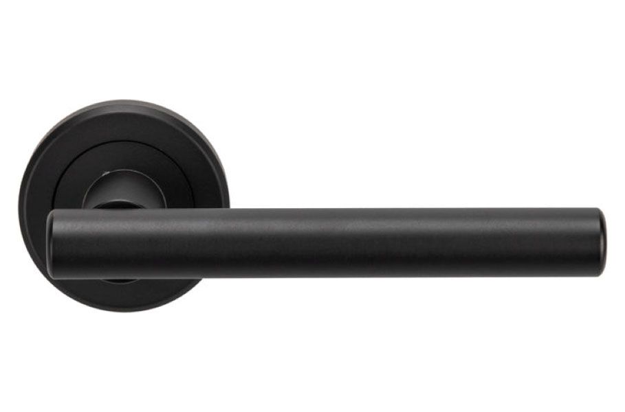 Serozzetta Philadelphia Matt Black Round Rose Door Handle - 1 Pair