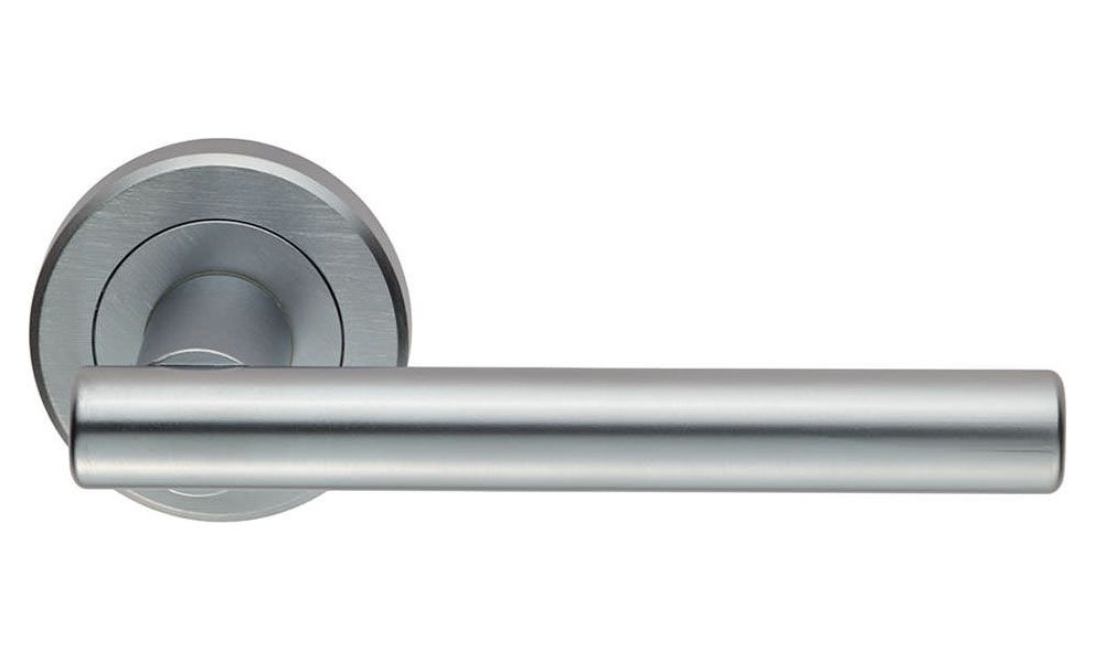 Serozzetta Philadelphia Satin Chrome Round Rose Door Handle - 1 Pair