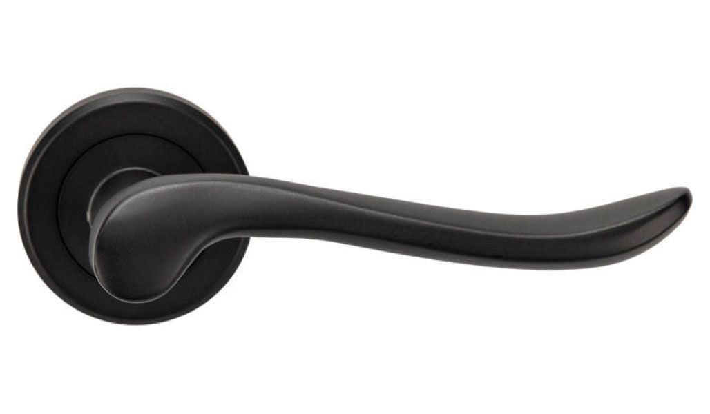 Image of Serozzetta Verdun Matt Black Round Rose Door Handle - 1 Pair