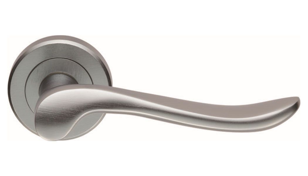 Image of Serozzetta Verdun Satin Chrome Round Rose Door Handle - 1 Pair