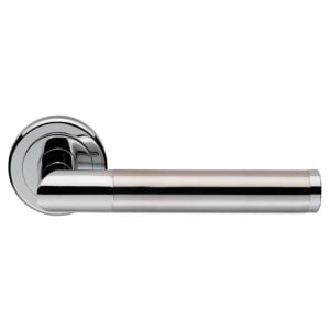 Serozzetta Trend Lever on Concealed Fix Round Rose Door Handle - Polished Chrome & Satin Nickel