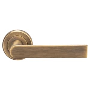 Serozzetta Edge Lever on Concealed Fix Round Rose Door Handle - Antique Brass
