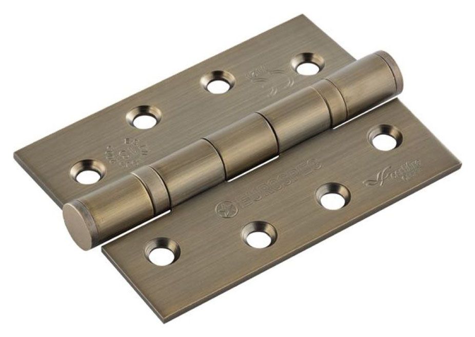 Grade 13 102 x 76 x 3mm Ball Bearing Door Hinge - Antique Brass