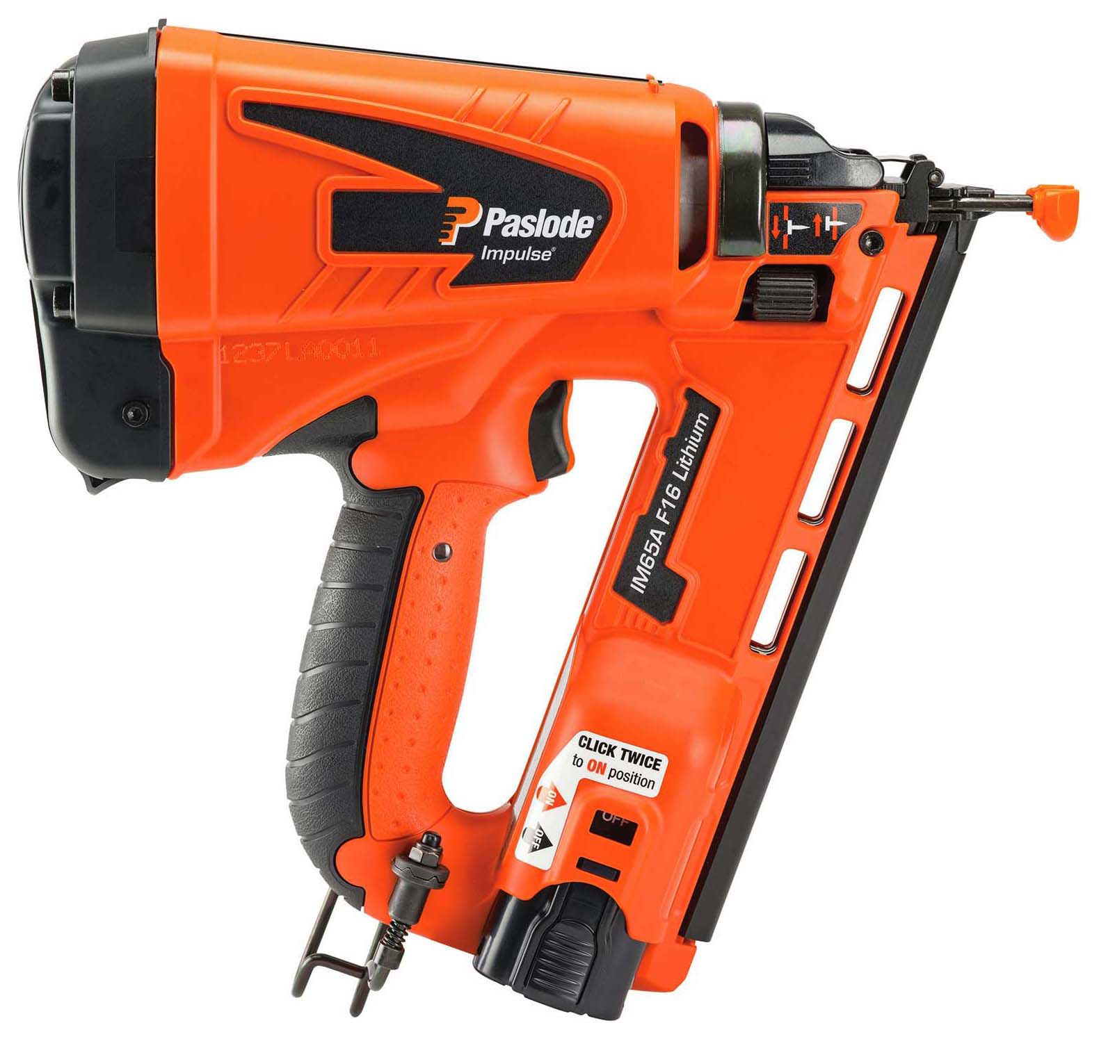 Paslode IM65A F16 3mm 7.4V 2.1Ah li-ion Second Fix Cordless Gas Nail Gun Angled Brad Nailer