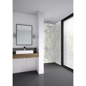 Mermaid Laminate Bianco Marble Square Edge Single Shower Panel - 2400 x 1200mm