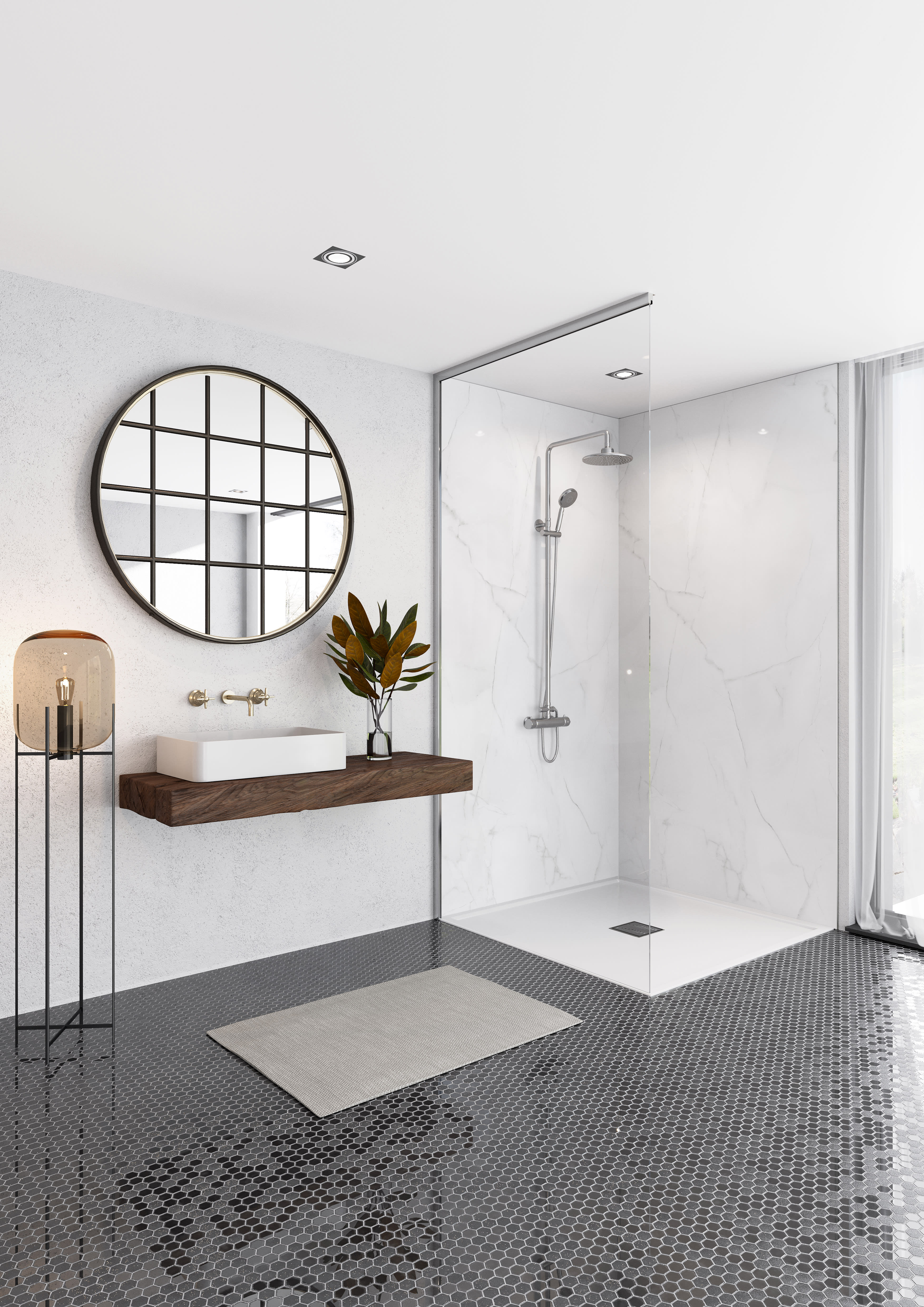 Mermaid Elite Athena Marble 3 Sided Shower Panel Kit Wickes.co.uk