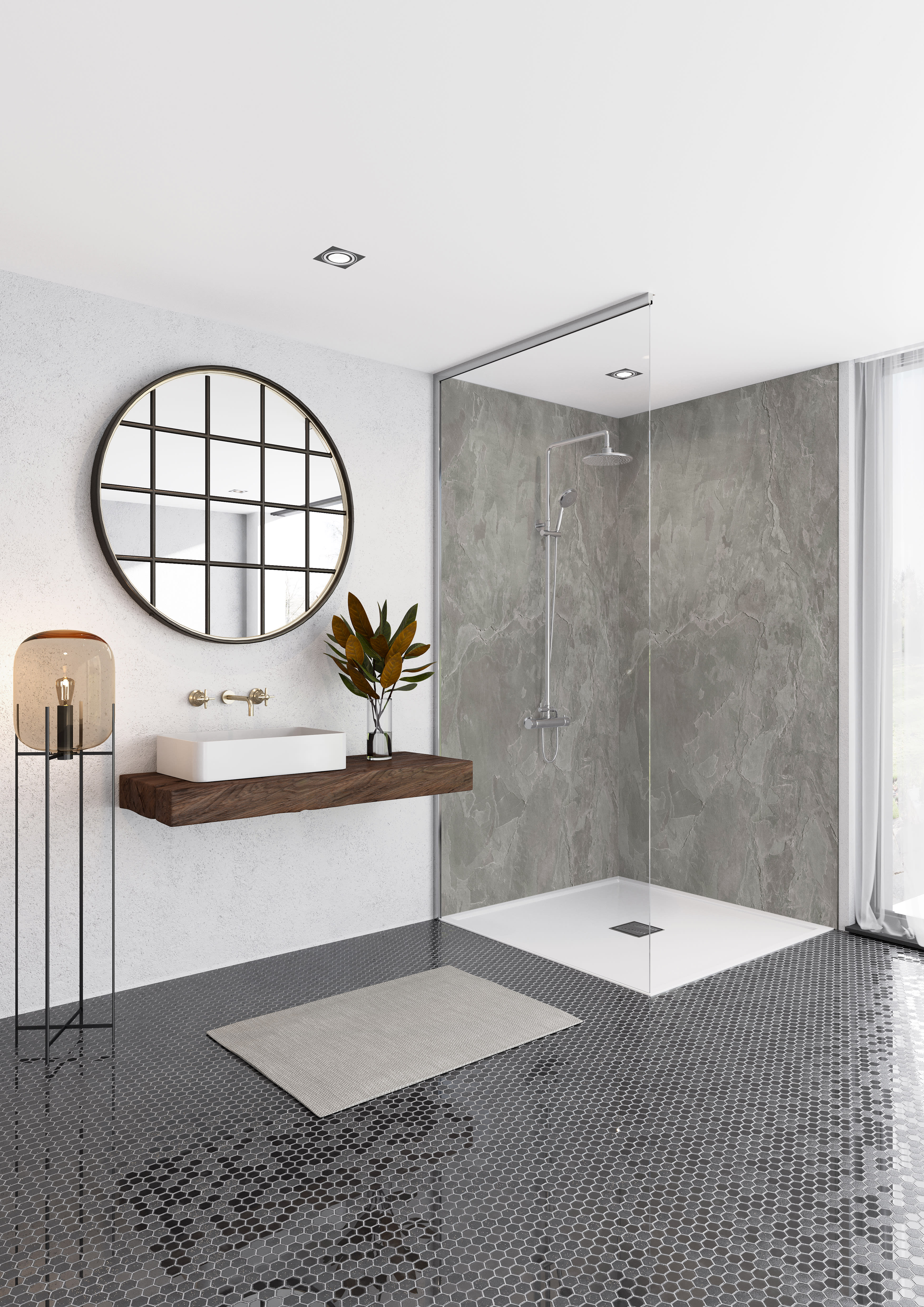 Mermaid Elite Scafell Slate 3 Sided Shower Panel Kit Wickes.co.uk