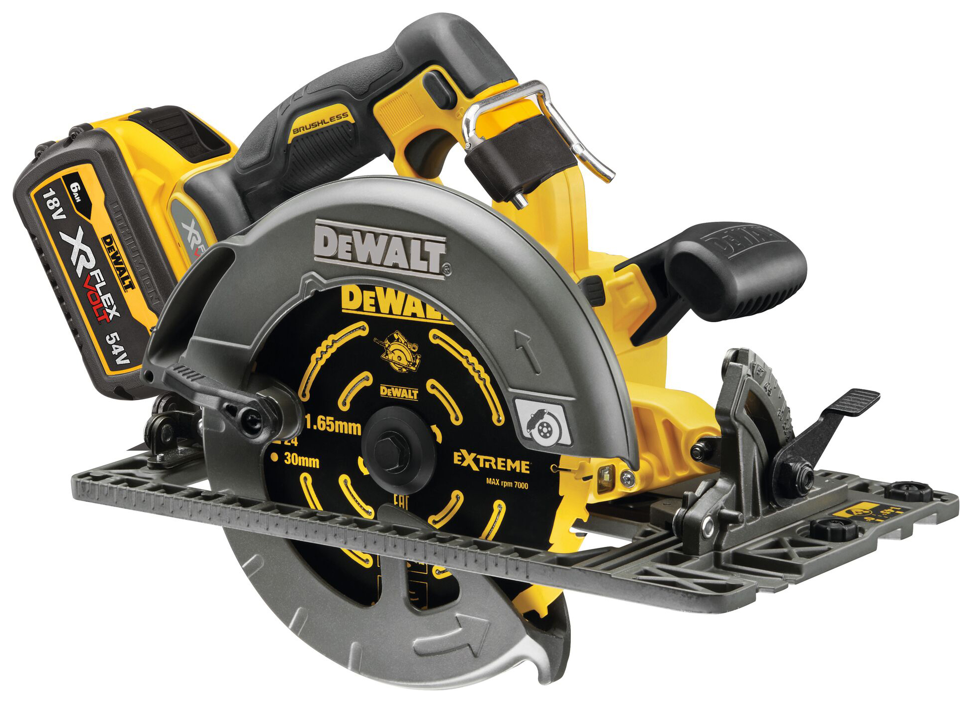 DEWALT DCS579T2-GB 54V XR FLEXVOLT Brushless 2 x 6.0Ah 190mm Cordless Rail Compatible Circular Saw