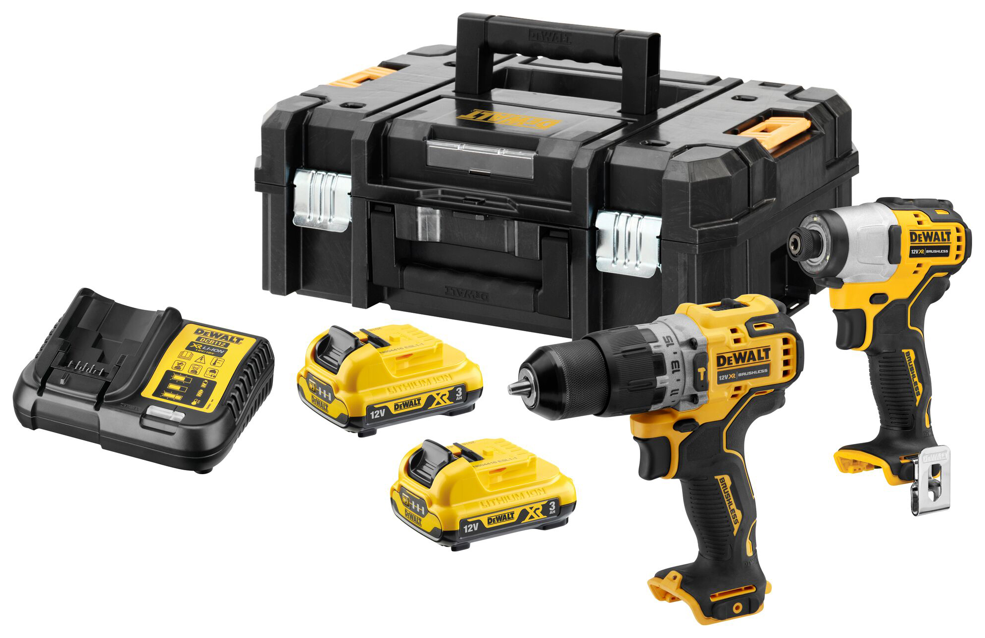 Image of DEWALT DCK2111L2T-GB 12V XR Brushless 2 x 3.0Ah Cordless Drill Driver - Twin Kit