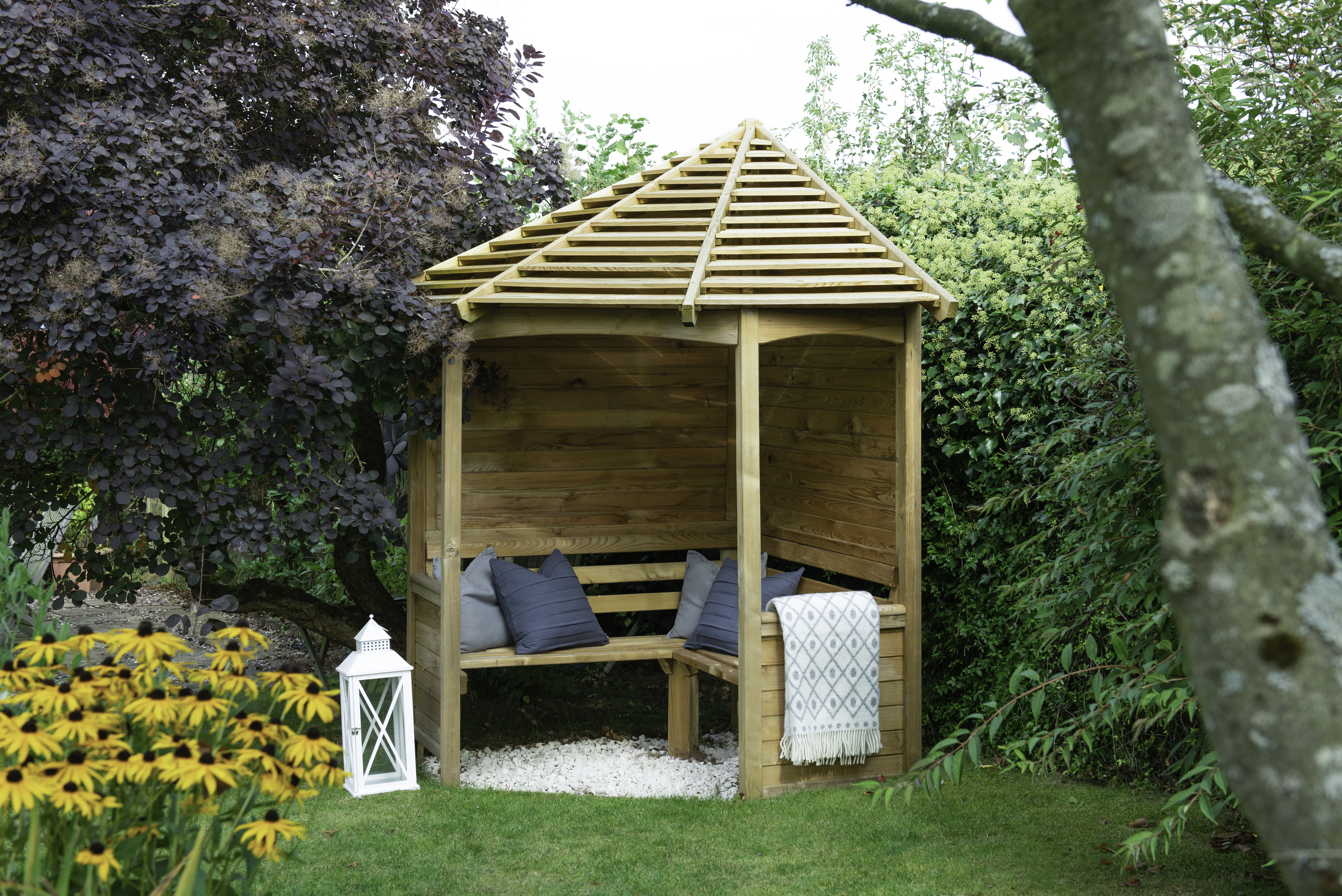 Image of Forest Garden Venetian Corner Garden Arbour - 1800 x 960mm