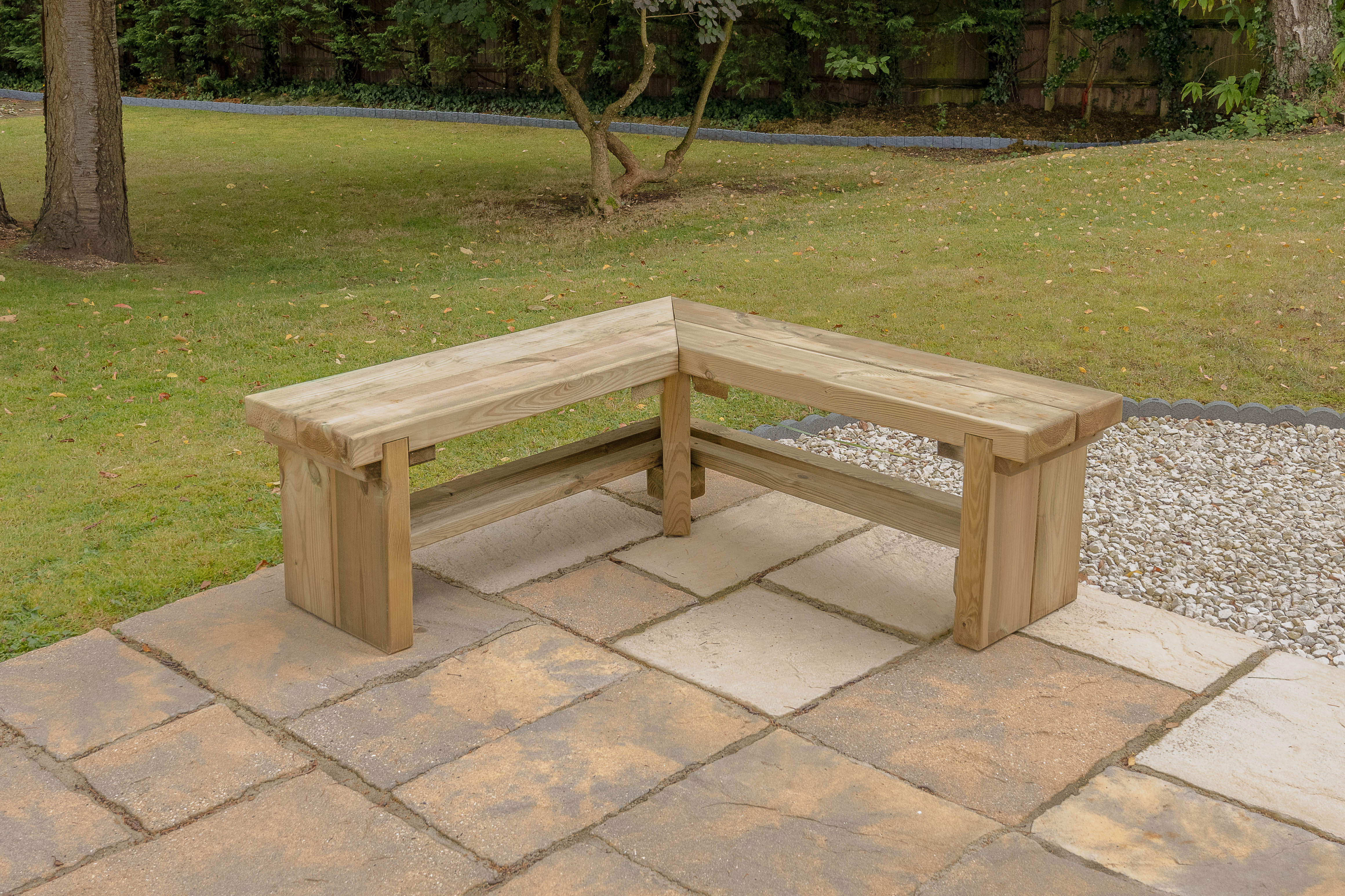 Image of Forest Garden Double Corner Sleeper Bench - 1.2m