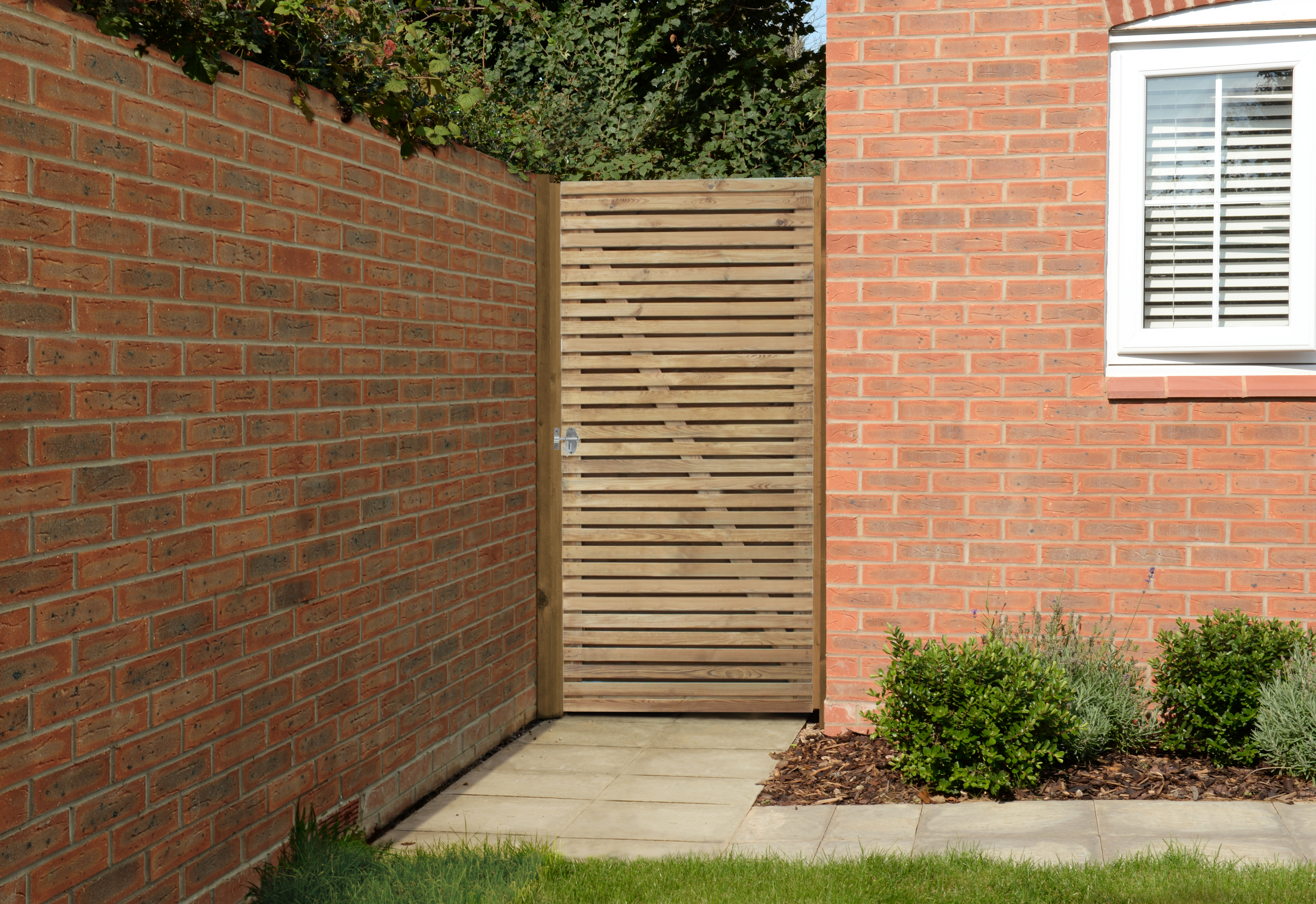 Image of Forest Garden Double Slatted Timber Gate - 1800 x 900mm