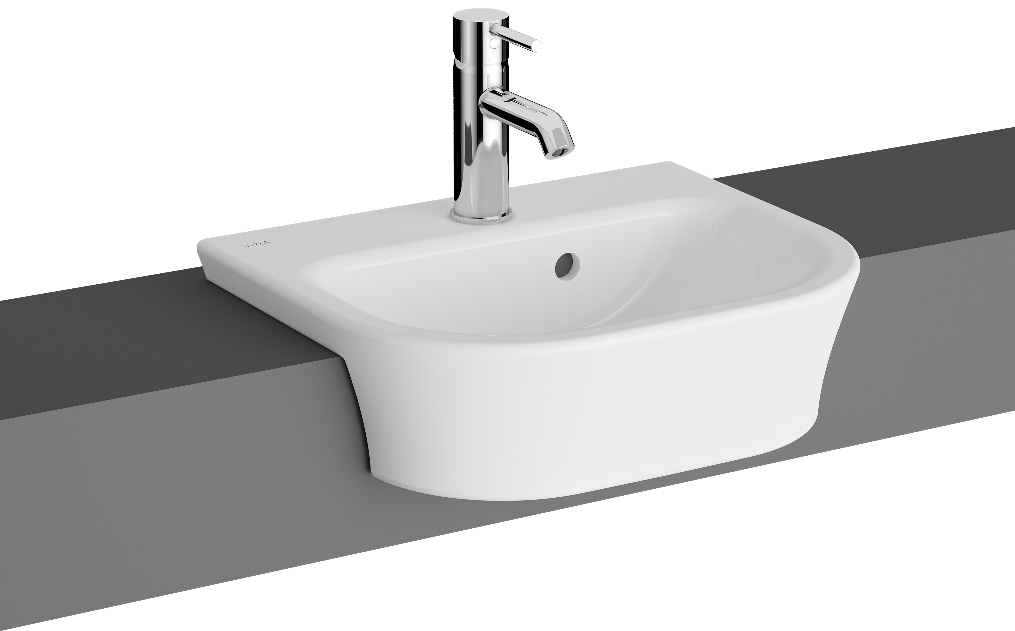 Image of Kerala 1 Tap Hole Semi Recessed Cloakroom Basin - 450mm