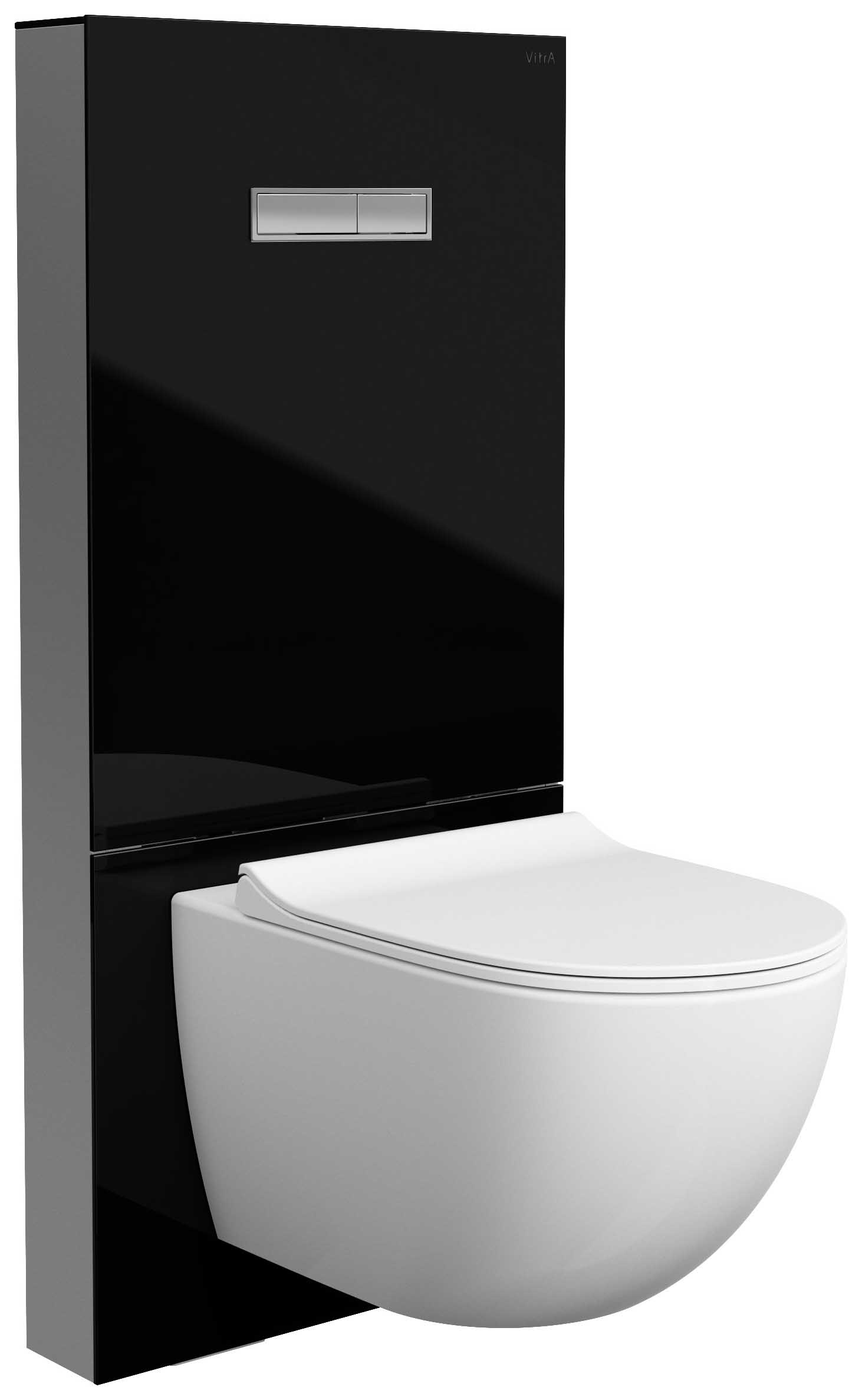 Image of VitrA Vitrus Glass Surround Concealed Cistern for Wall Hung Toilet Pans - Black