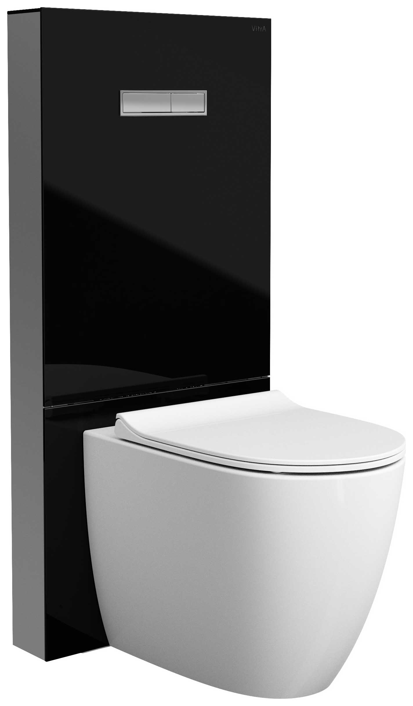 Image of VitrA Vitrus Glass Surround Concealed Cistern for Back To Wall Toilet Pans - Black