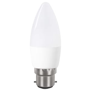 Wickes Non-dimmable Opal LED B22 Candle 4.9W Warm White Light Bulb - pack of 4