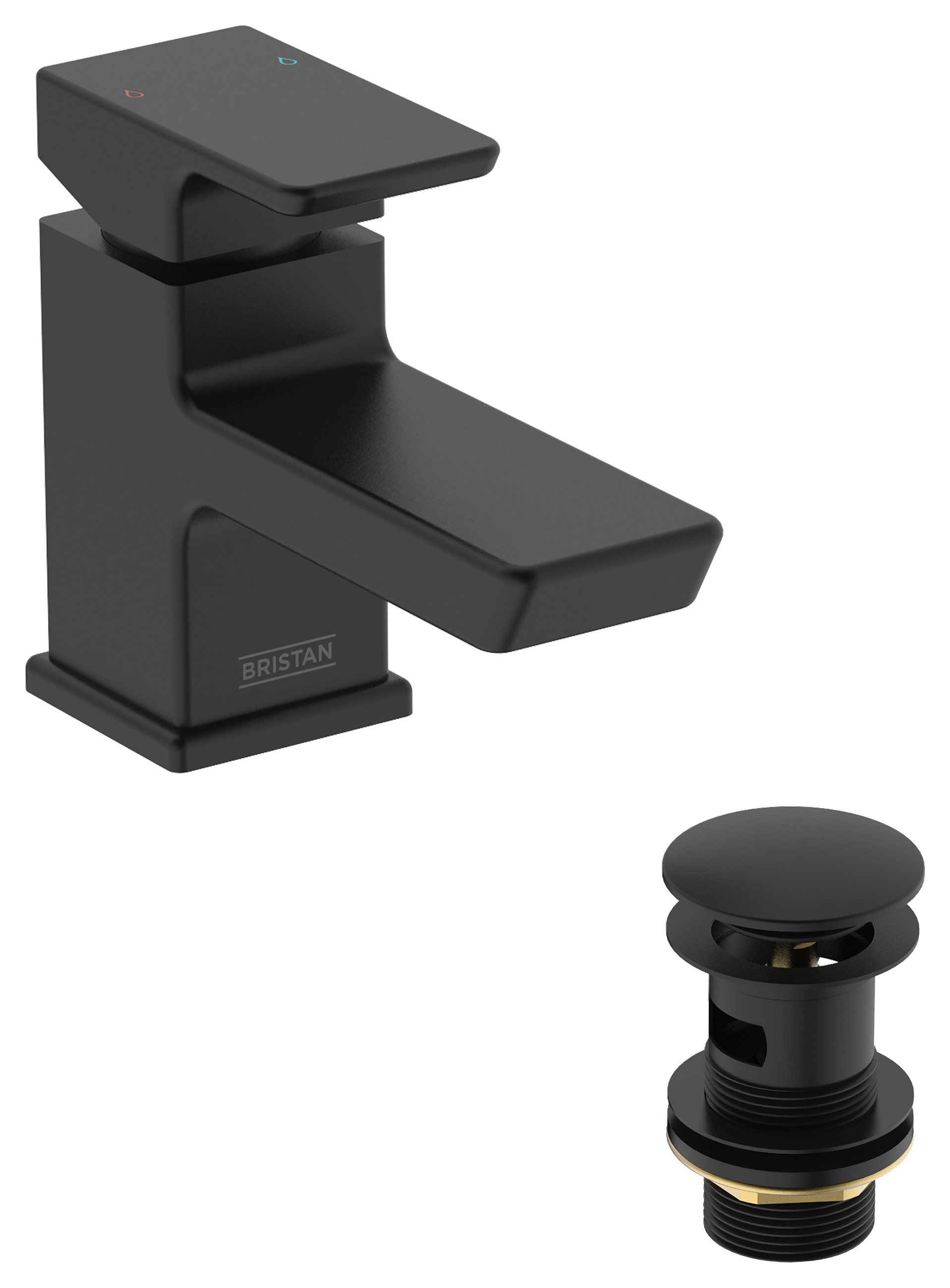 Image of Bristan Cobalt Mono Basin Mixer Tap with Clicker Waste - Black