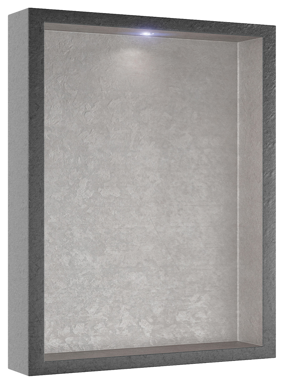Abacus Pre-finished Metallic Aluminium Effect Recessed Bathroom Storage Unit 350 x 350 x 180mm