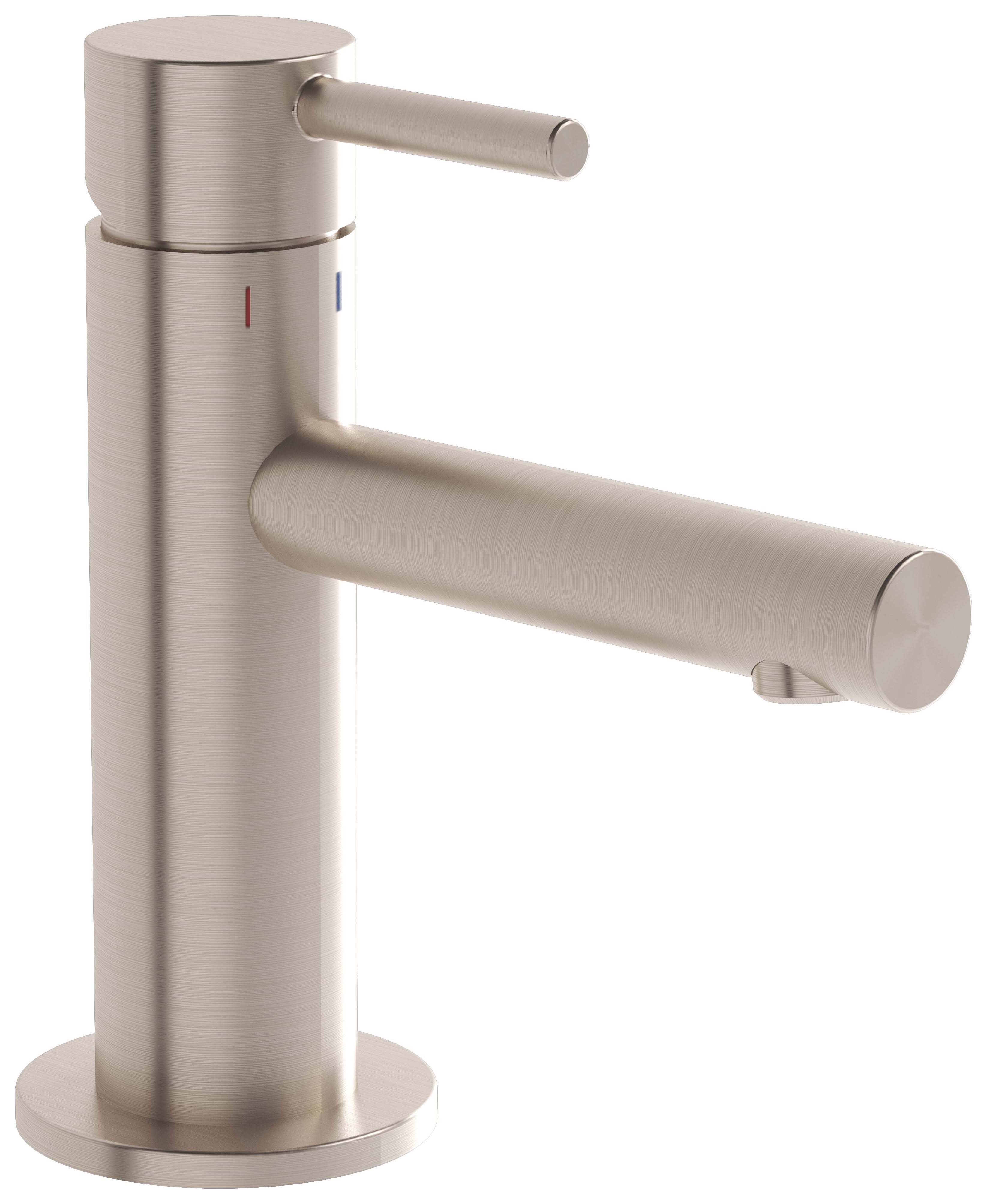 VitrA Origin Short Neck Mono Basin Mixer Tap - Brushed Nickel