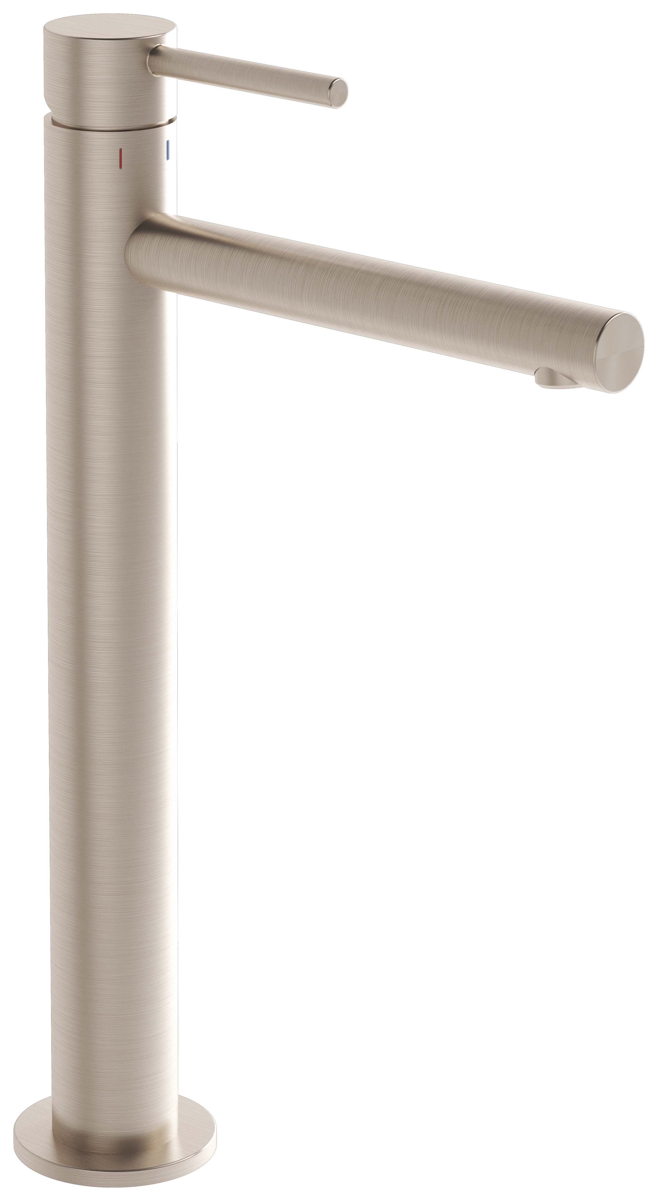 VitrA Origin Tall Neck Mono Basin Mixer Tap Brushed Nickel Wickes.co.uk