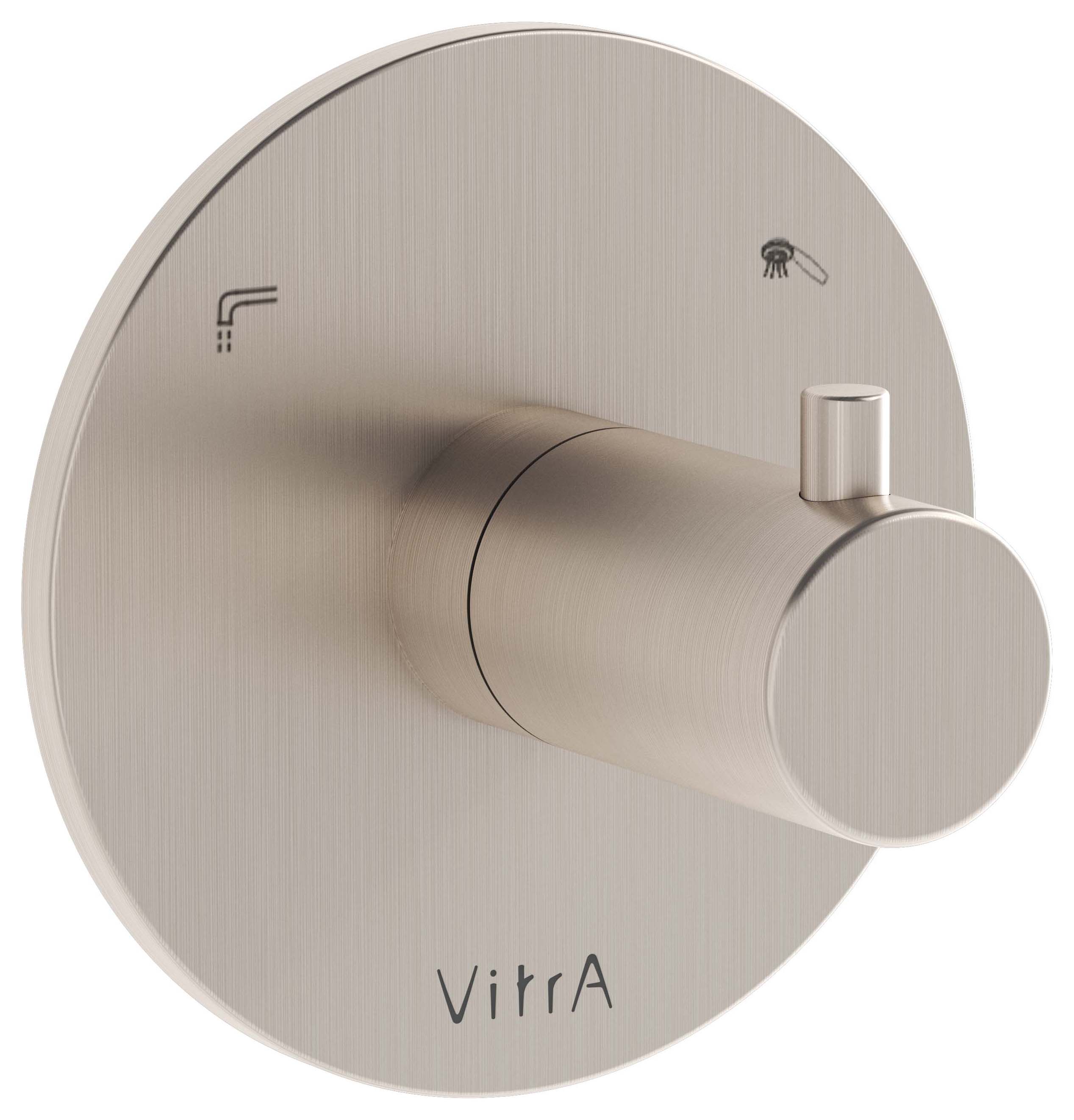 VitrA Origin Round Built-In 2 Way Concealed Shower Diverter Valve - Brushed Nickel