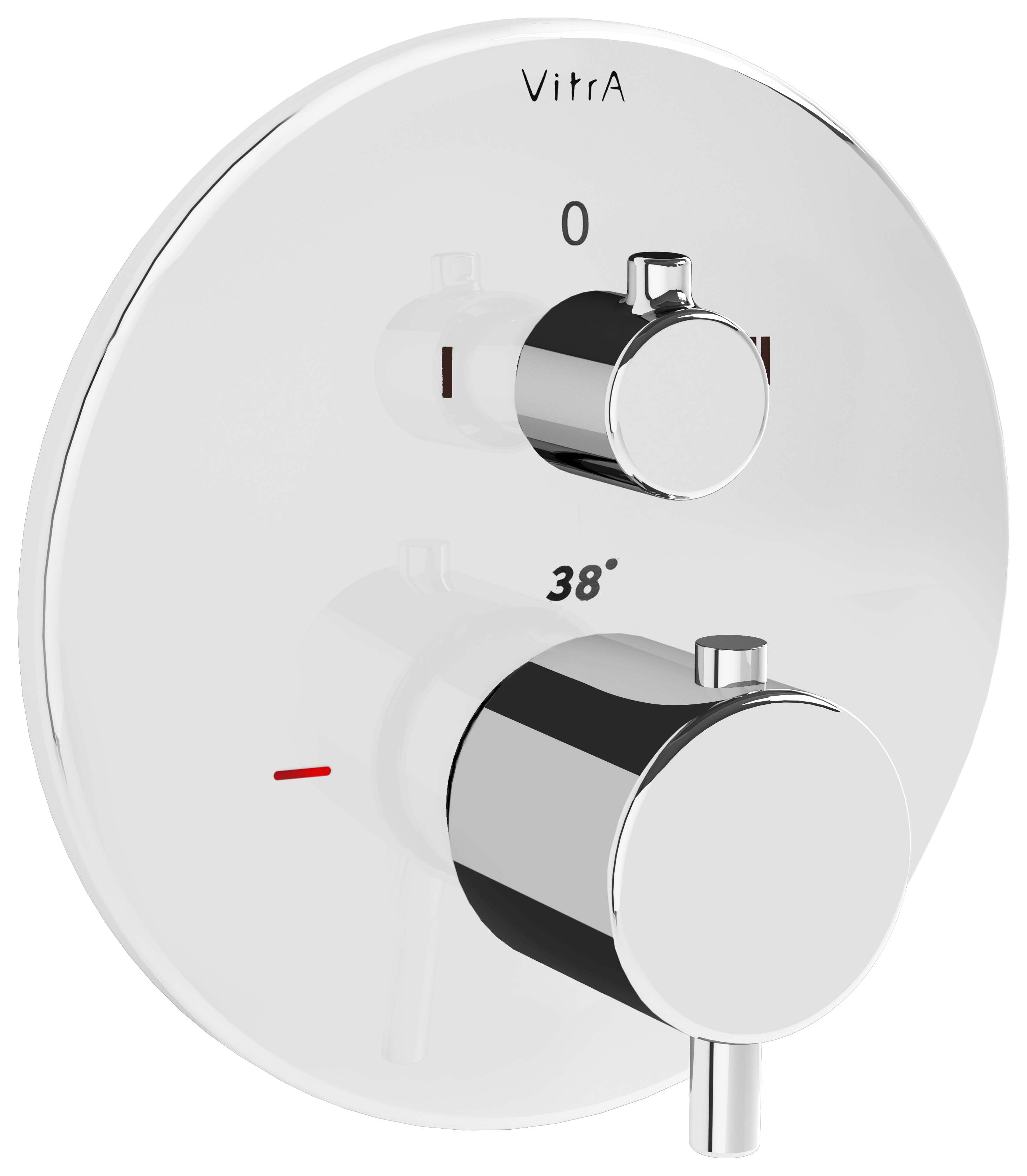 VitrA Origin Round Built-In 2 Way Thermostatic Shower Mixer Valve - Chrome