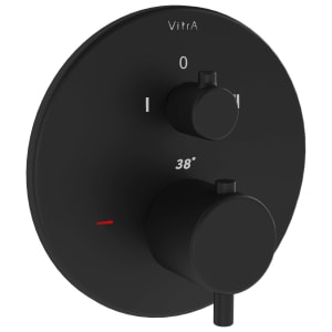 VitrA Origin Round Built-In 2 Way Thermostatic Shower Mixer Valve - Matt Black