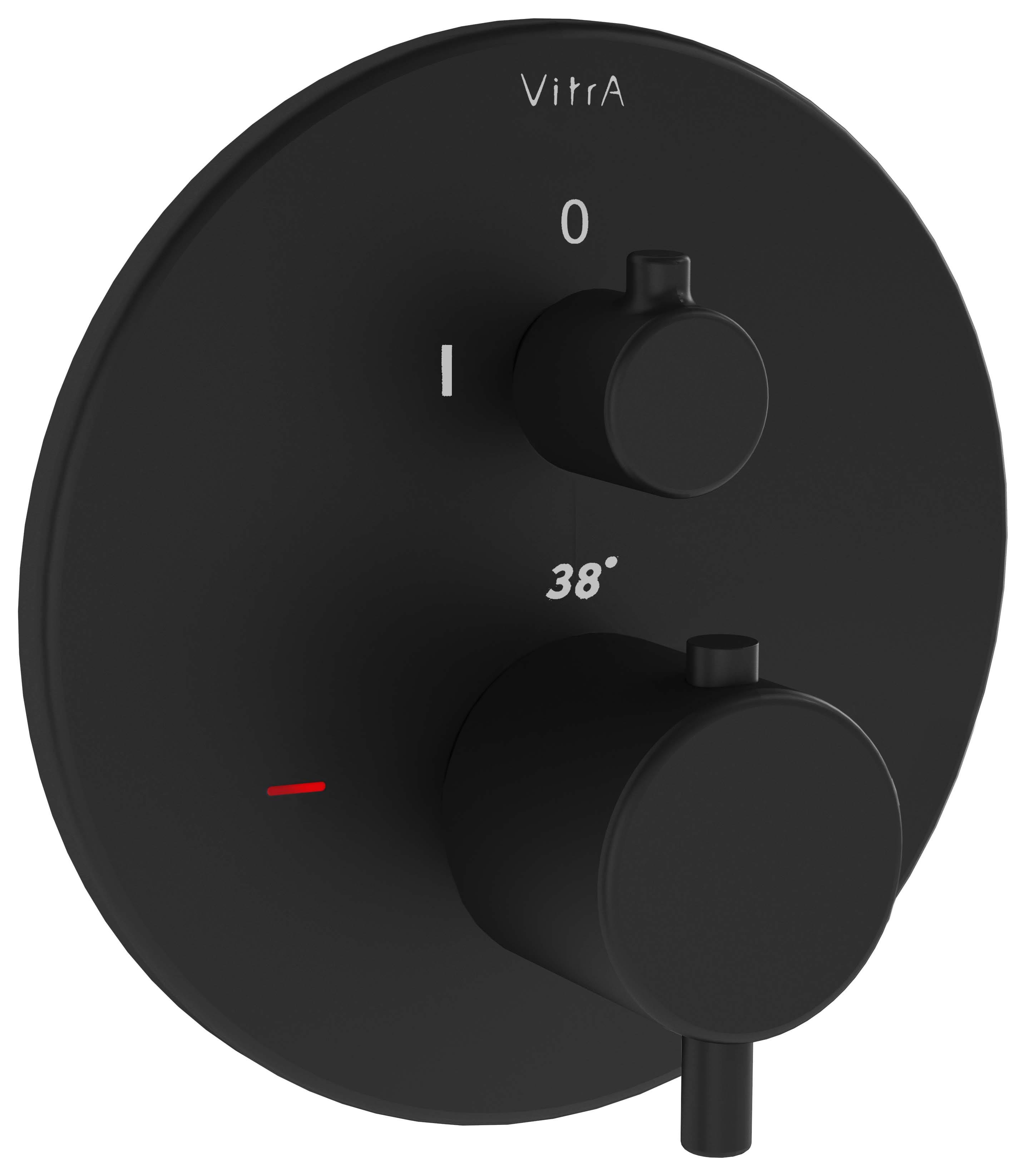 VitrA Origin Round Built-In 1 Way Thermostatic Bath & Shower Mixer Valve - Matt Black